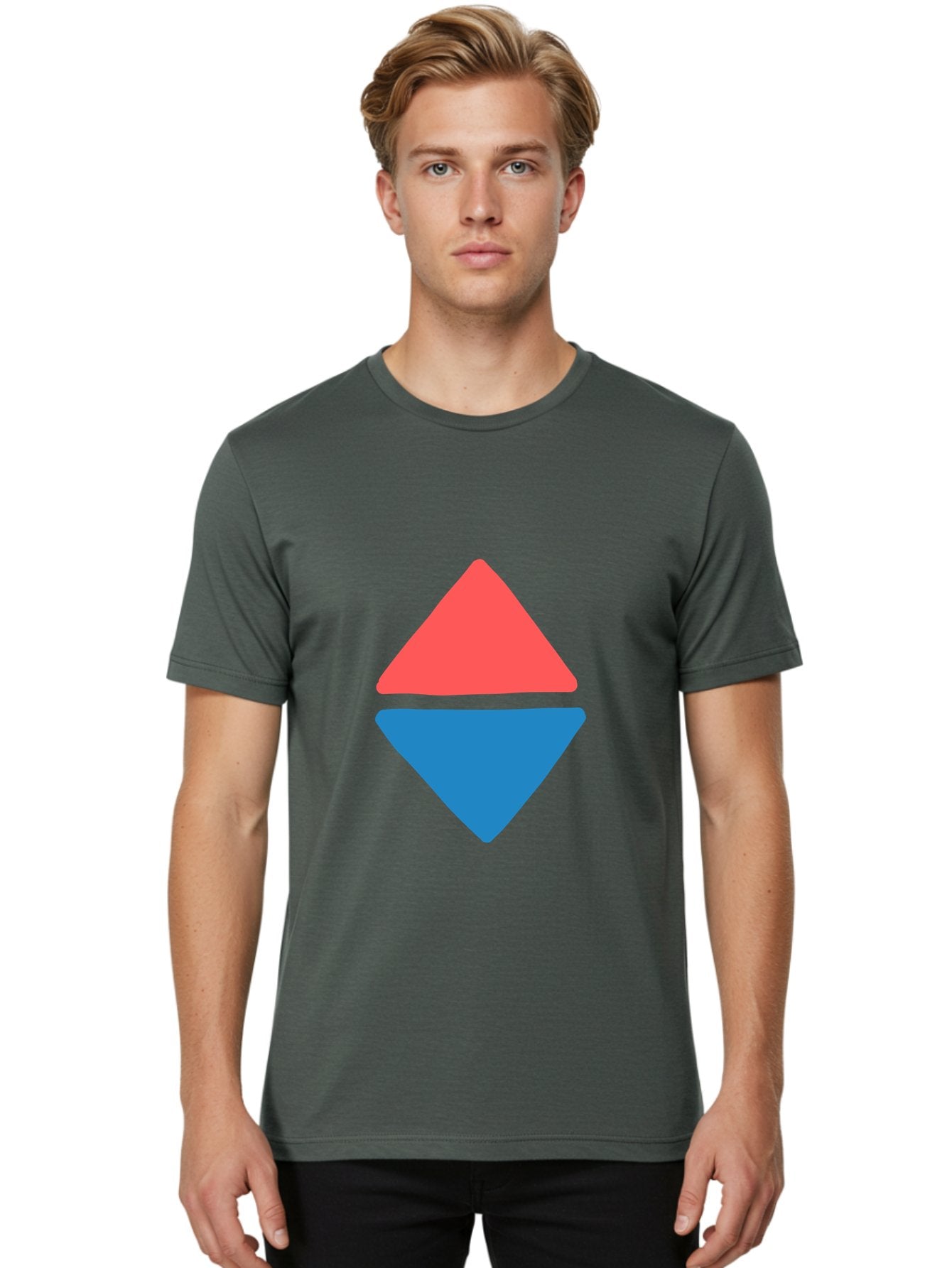 Diamond-Shape Men'S Graphic Tee, 100% Cotton, Comfortable Casual Summer Wear, Machine Washable, Red Diamond, Blue Diamond, Geometric Shapes, Abstract Design, Vibrant Colors, Minimalist Art, Modern Graphics, Diamond Symbol Aab691 22