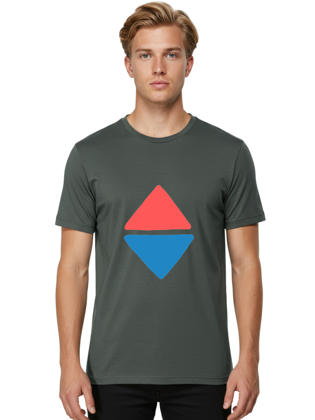 Diamond-Shape Men'S Graphic Tee, 100% Cotton, Comfortable Casual Summer Wear, Machine Washable, Red Diamond, Blue Diamond, Geometric Shapes, Abstract Design, Vibrant Colors, Minimalist Art, Modern Graphics, Diamond Symbol Aab691 18