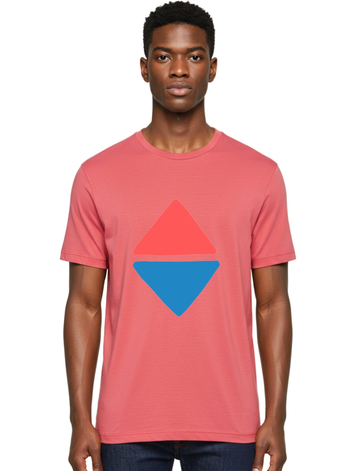 Diamond-Shape Men'S Graphic Tee, 100% Cotton, Comfortable Casual Summer Wear, Machine Washable, Red Diamond, Blue Diamond, Geometric Shapes, Abstract Design, Vibrant Colors, Minimalist Art, Modern Graphics, Diamond Symbol Aab691 25