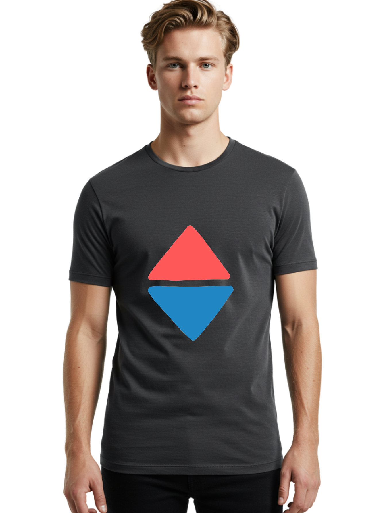 Diamond-Shape Men'S Graphic Tee, 100% Cotton, Comfortable Casual Summer Wear, Machine Washable, Red Diamond, Blue Diamond, Geometric Shapes, Abstract Design, Vibrant Colors, Minimalist Art, Modern Graphics, Diamond Symbol Aab691 20