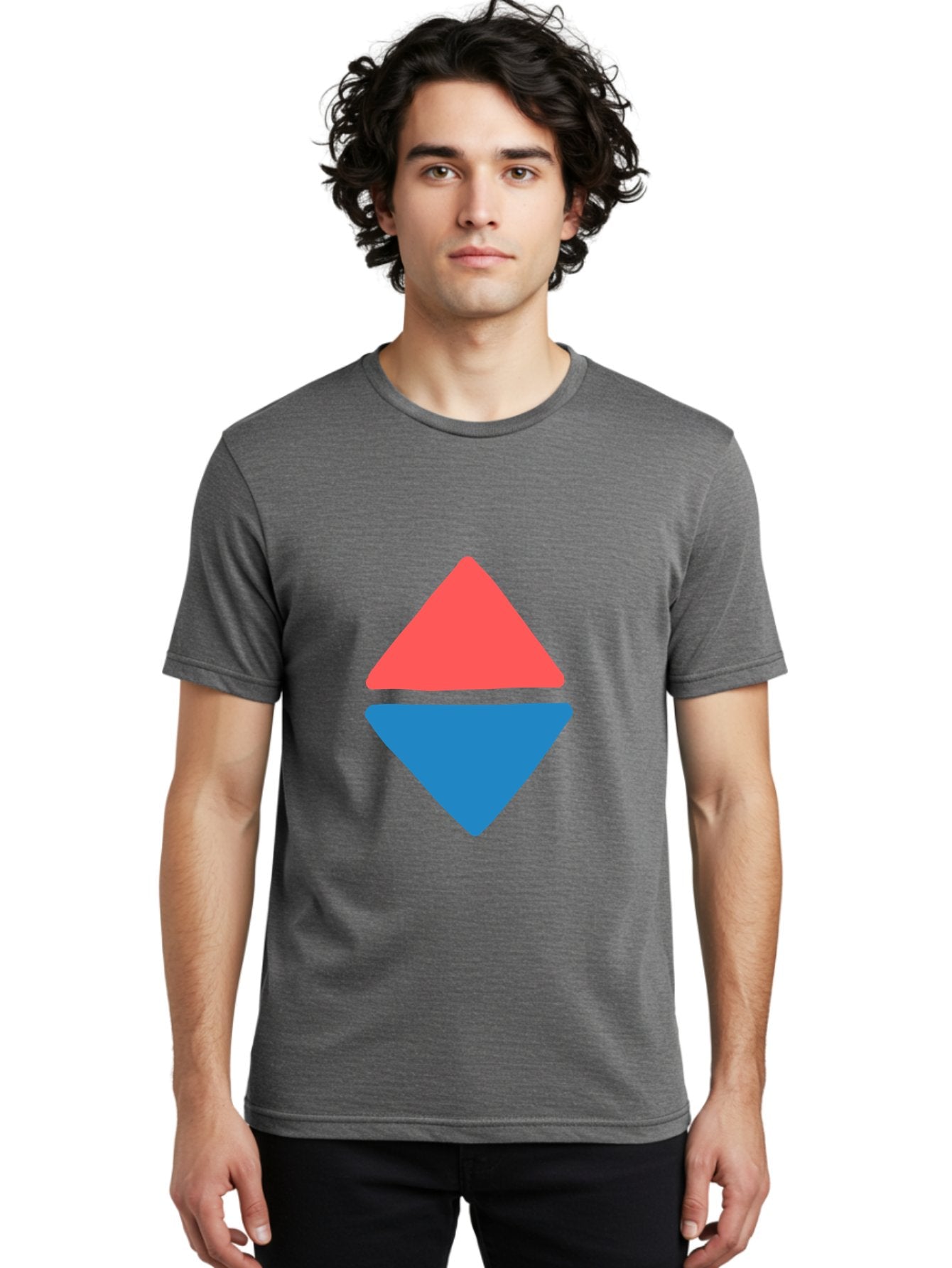Diamond-Shape Men'S Graphic Tee, 100% Cotton, Comfortable Casual Summer Wear, Machine Washable, Red Diamond, Blue Diamond, Geometric Shapes, Abstract Design, Vibrant Colors, Minimalist Art, Modern Graphics, Diamond Symbol Aab691 26
