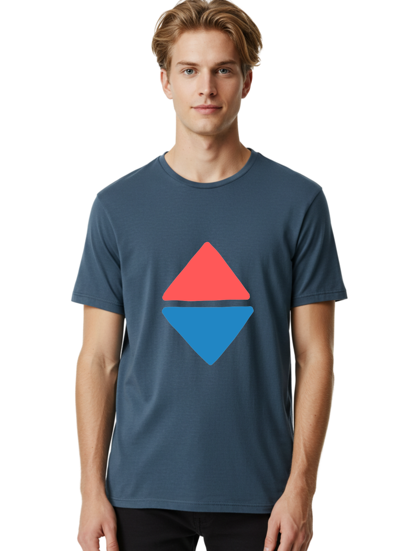 Diamond-Shape Men'S Graphic Tee, 100% Cotton, Comfortable Casual Summer Wear, Machine Washable, Red Diamond, Blue Diamond, Geometric Shapes, Abstract Design, Vibrant Colors, Minimalist Art, Modern Graphics, Diamond Symbol Aab691 22