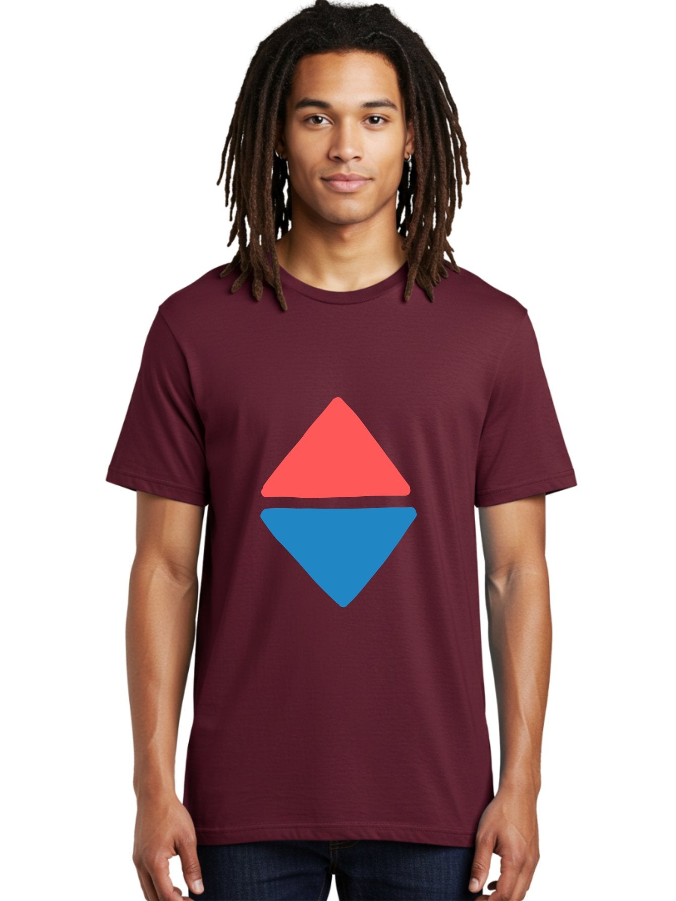 Diamond-Shape Men'S Graphic Tee, 100% Cotton, Comfortable Casual Summer Wear, Machine Washable, Red Diamond, Blue Diamond, Geometric Shapes, Abstract Design, Vibrant Colors, Minimalist Art, Modern Graphics, Diamond Symbol Aab691 30