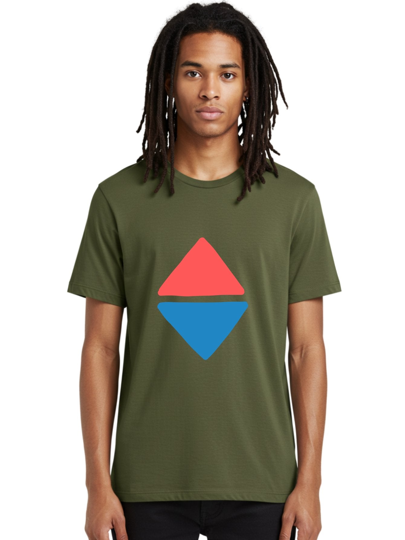 Diamond-Shape Men'S Graphic Tee, 100% Cotton, Comfortable Casual Summer Wear, Machine Washable, Red Diamond, Blue Diamond, Geometric Shapes, Abstract Design, Vibrant Colors, Minimalist Art, Modern Graphics, Diamond Symbol Aab691 27