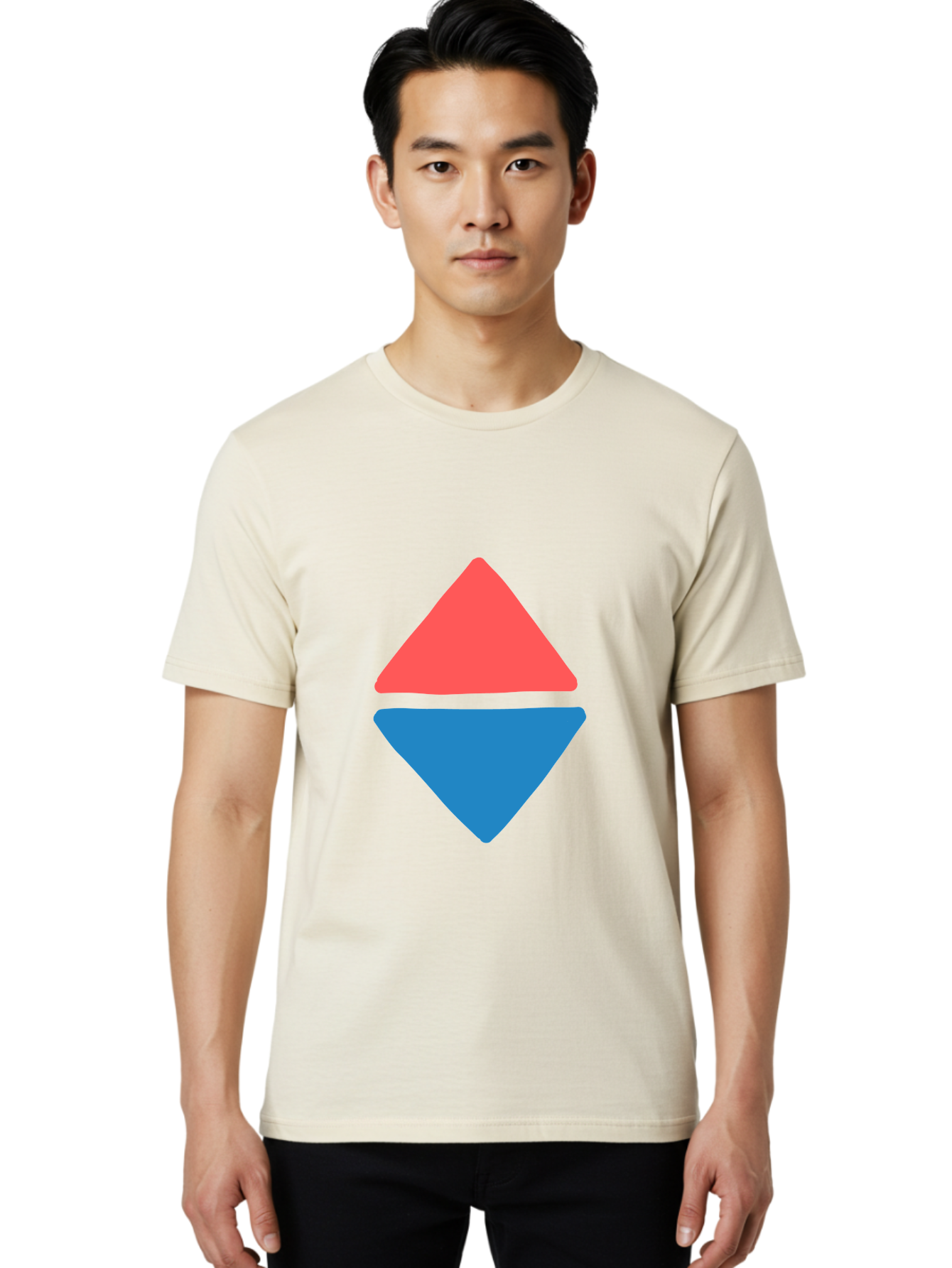 Diamond-Shape Men'S Graphic Tee, 100% Cotton, Comfortable Casual Summer Wear, Machine Washable, Red Diamond, Blue Diamond, Geometric Shapes, Abstract Design, Vibrant Colors, Minimalist Art, Modern Graphics, Diamond Symbol Aab691 16
