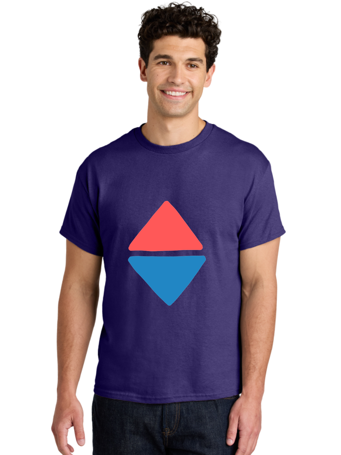 Diamond-Shape Men'S Graphic Tee, 100% Cotton, Comfortable Casual Summer Wear, Machine Washable, Red Diamond, Blue Diamond, Geometric Shapes, Abstract Design, Vibrant Colors, Minimalist Art, Modern Graphics, Diamond Symbol Aab691 24