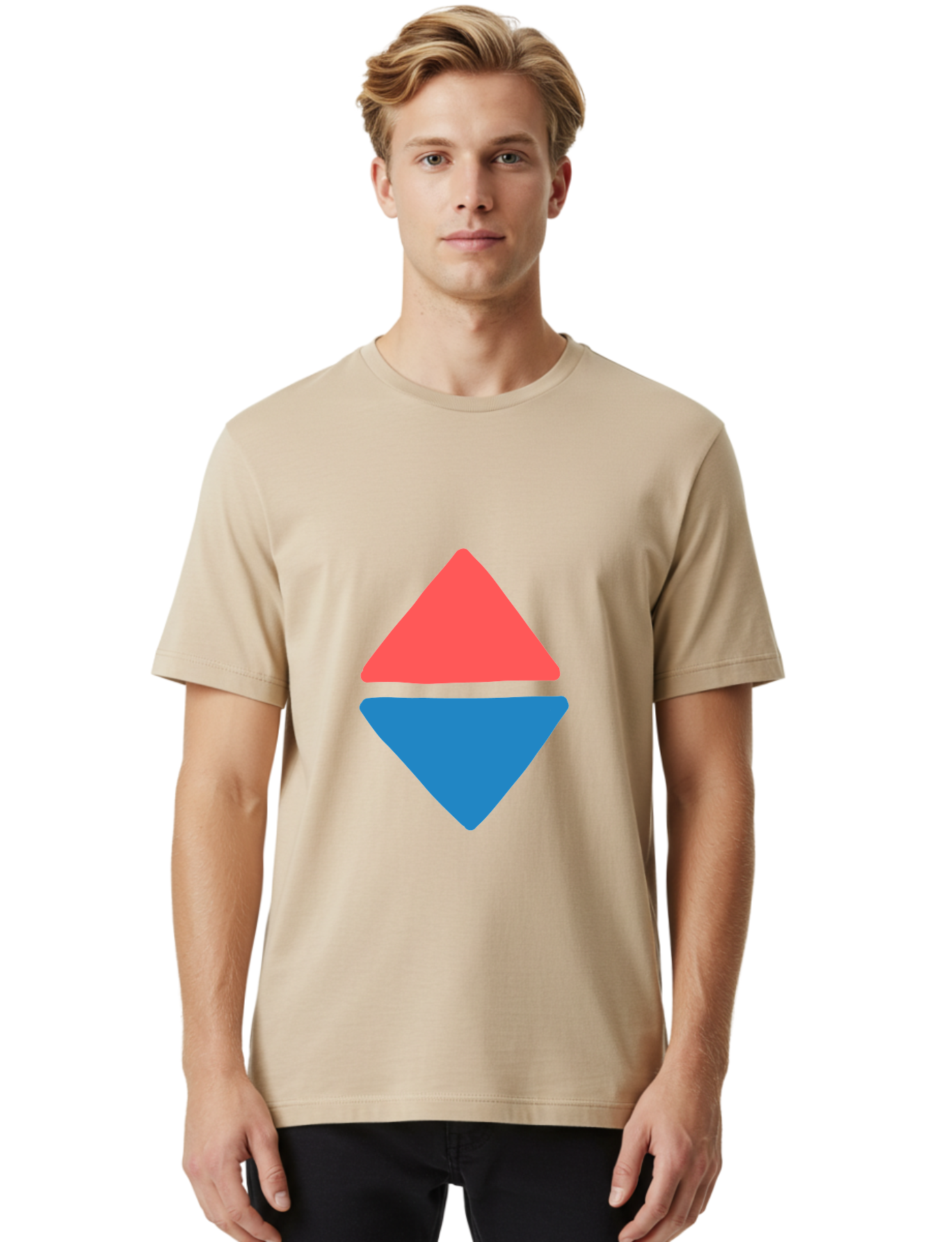 Diamond-Shape Men'S Graphic Tee, 100% Cotton, Comfortable Casual Summer Wear, Machine Washable, Red Diamond, Blue Diamond, Geometric Shapes, Abstract Design, Vibrant Colors, Minimalist Art, Modern Graphics, Diamond Symbol Aab691 28