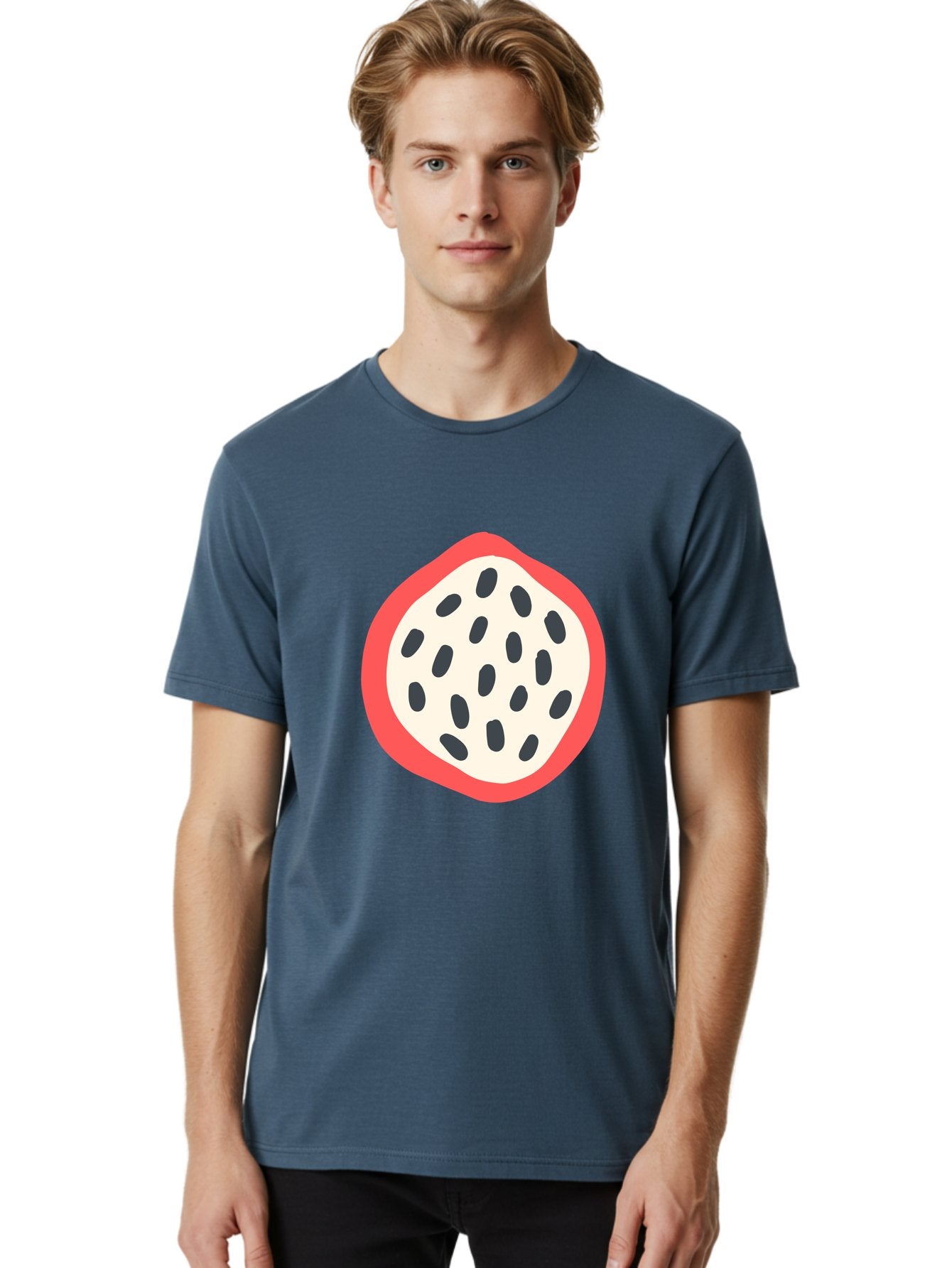 Dragon-Fruit-1 Men'S Graphic Tee, 100% Cotton, Comfortable Casual Summer Wear, Machine Washable, Dragon Fruit, Sliced Fruit, Black Seeds, Red Skin, White Pulp, Exotic Fruit, Tropical Flavors, Vibrant Colors, Healthy Snack, Fruit Illustration Aab692 21