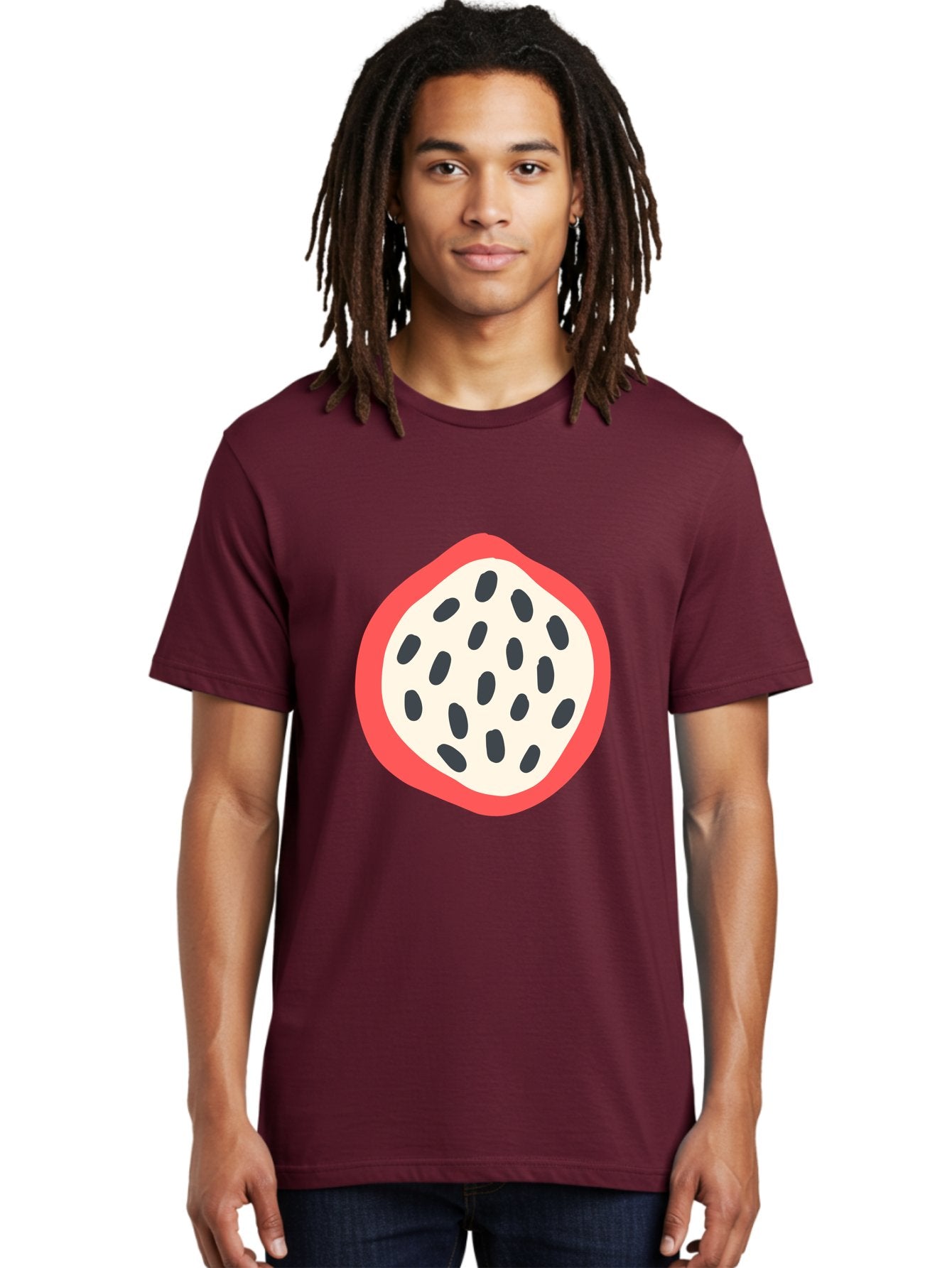 Dragon-Fruit-1 Men'S Graphic Tee, 100% Cotton, Comfortable Casual Summer Wear, Machine Washable, Dragon Fruit, Sliced Fruit, Black Seeds, Red Skin, White Pulp, Exotic Fruit, Tropical Flavors, Vibrant Colors, Healthy Snack, Fruit Illustration Aab692 27