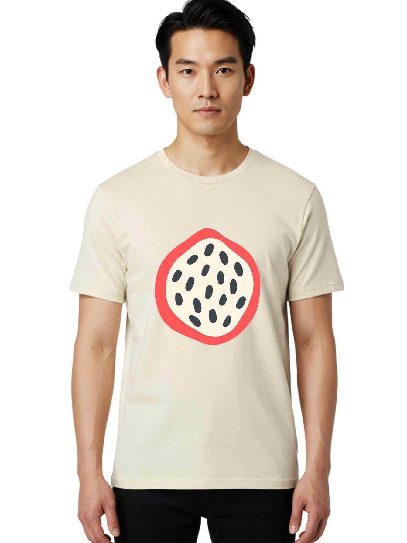 Dragon-Fruit-1 Men'S Graphic Tee, 100% Cotton, Comfortable Casual Summer Wear, Machine Washable, Dragon Fruit, Sliced Fruit, Black Seeds, Red Skin, White Pulp, Exotic Fruit, Tropical Flavors, Vibrant Colors, Healthy Snack, Fruit Illustration Aab692 16