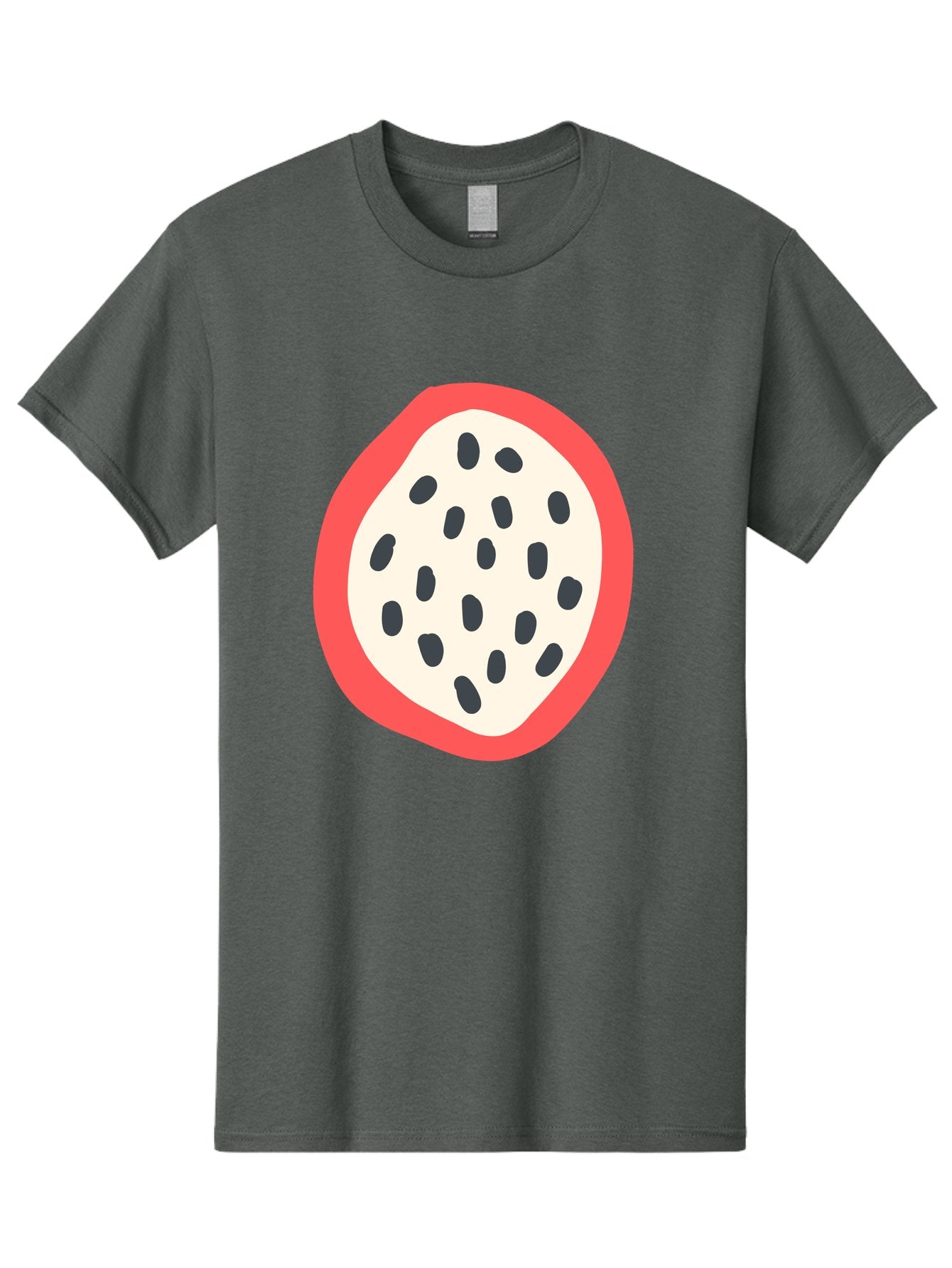 Dragon-Fruit-2 Men'S Graphic Tee, 100% Cotton, Comfortable Casual Summer Wear, Machine Washable, Dragon Fruit Illustration, White And Red Fruit, Black Seeds, Healthy Eating, Exotic Fruit, Tropical Vibes, Digital Art Aab693