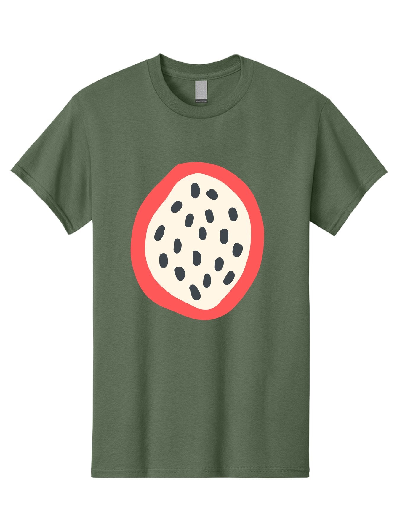 Dragon-Fruit-2 Men'S Graphic Tee, 100% Cotton, Comfortable Casual Summer Wear, Machine Washable, Dragon Fruit Illustration, White And Red Fruit, Black Seeds, Healthy Eating, Exotic Fruit, Tropical Vibes, Digital Art Aab693