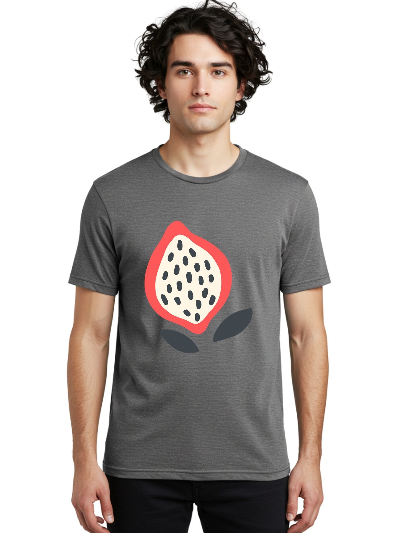 Dragon-Fruit Men'S Graphic Tee, 100% Cotton, Comfortable Casual Summer Wear, Machine Washable, Dragon Fruit, Exotic Fruit, Pink Skin, Black Seeds, White Pulp, Tropical Flavors, Healthy Eating, Fruit Illustration, Minimalist Art, Sweet Treat Aab695 18