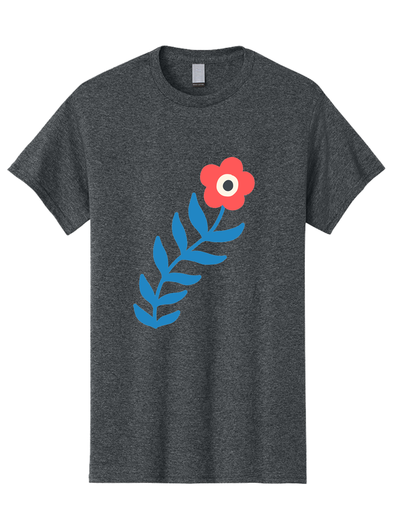 Evil-Eye-Flower Men'S Graphic Tee, 100% Cotton, Comfortable Casual Summer Wear, Machine Washable, Red Flower With White And Black Center, Blue Leaves, Abstract Floral Design, Modern Art, Stylized Bloom, Simple Shapes, Minimalist Illustration Aab697 13