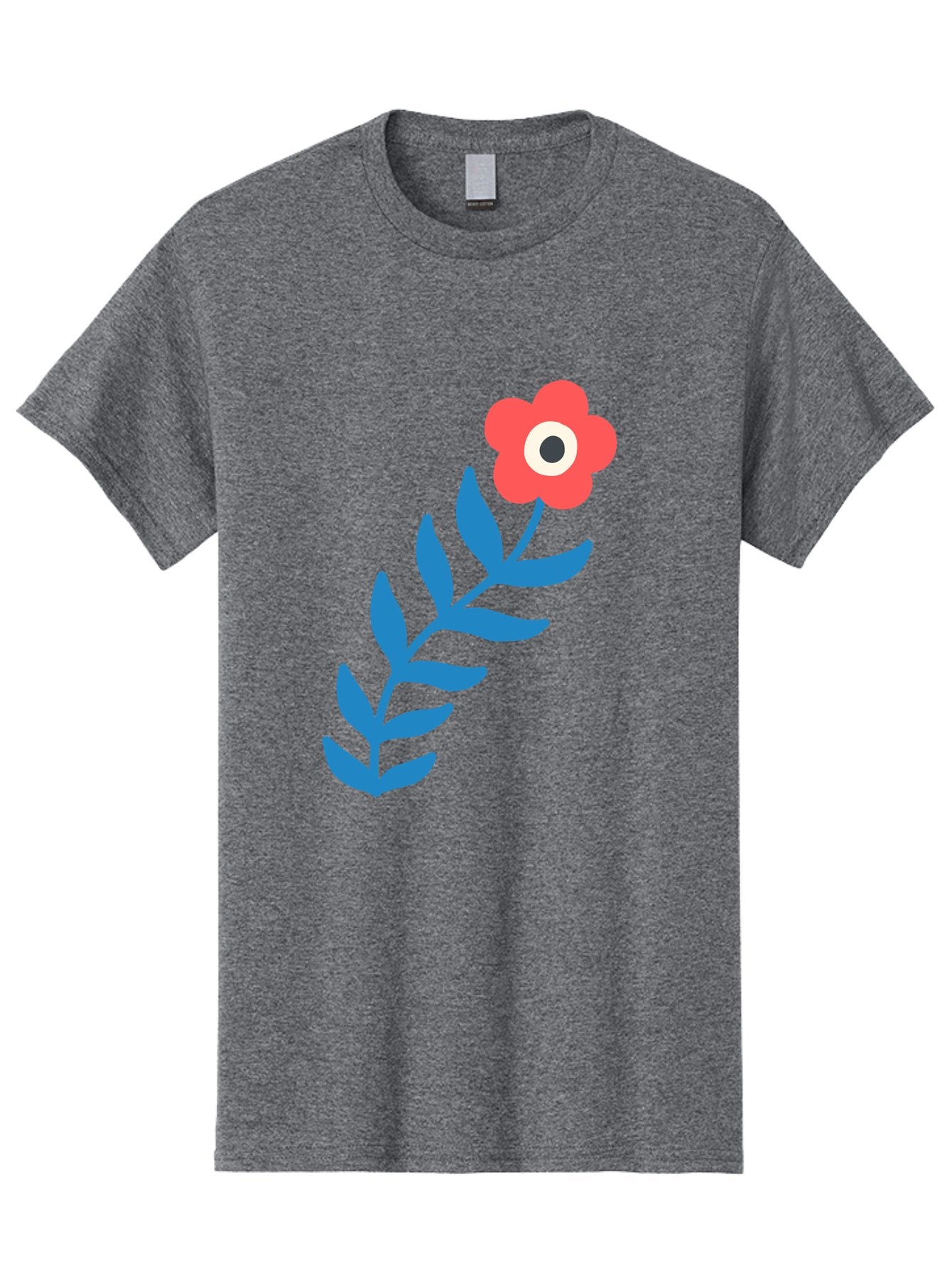 Evil-Eye-Flower Men'S Graphic Tee, 100% Cotton, Comfortable Casual Summer Wear, Machine Washable, Red Flower With White And Black Center, Blue Leaves, Abstract Floral Design, Modern Art, Stylized Bloom, Simple Shapes, Minimalist Illustration Aab697 10