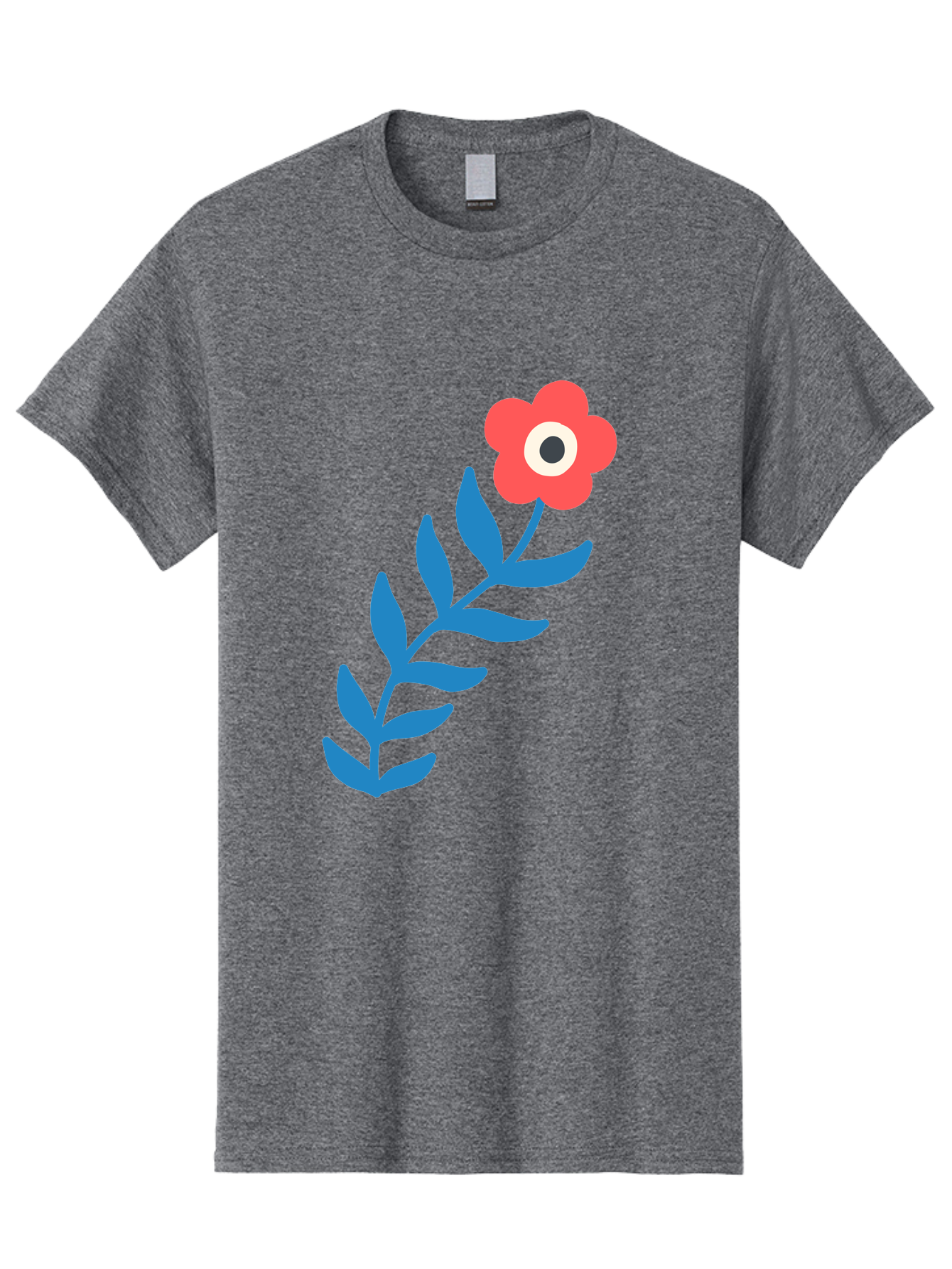 Evil-Eye-Flower Men'S Graphic Tee, 100% Cotton, Comfortable Casual Summer Wear, Machine Washable, Red Flower With White And Black Center, Blue Leaves, Abstract Floral Design, Modern Art, Stylized Bloom, Simple Shapes, Minimalist Illustration Aab697 27