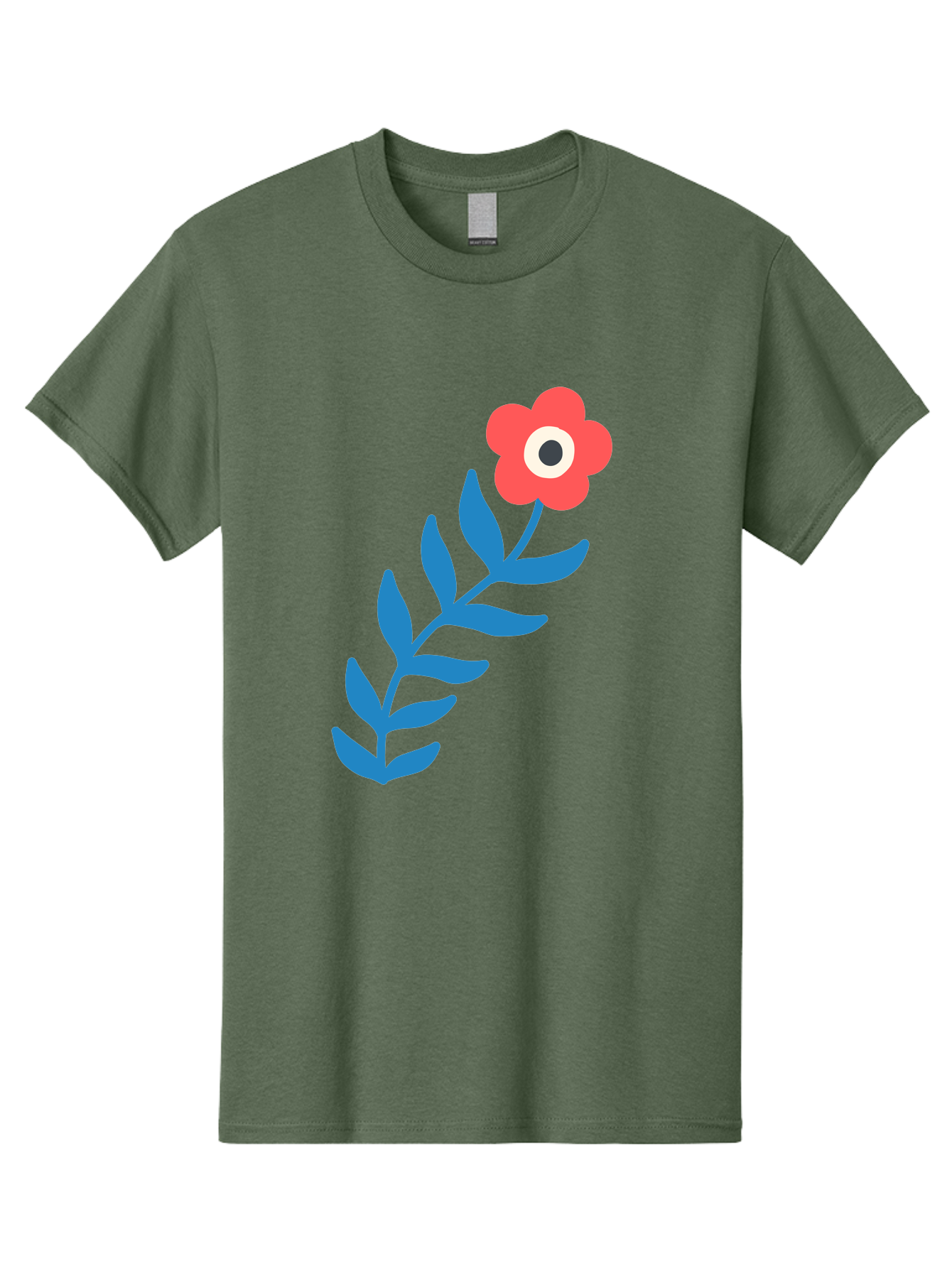 Evil-Eye-Flower Men'S Graphic Tee, 100% Cotton, Comfortable Casual Summer Wear, Machine Washable, Red Flower With White And Black Center, Blue Leaves, Abstract Floral Design, Modern Art, Stylized Bloom, Simple Shapes, Minimalist Illustration Aab697 29