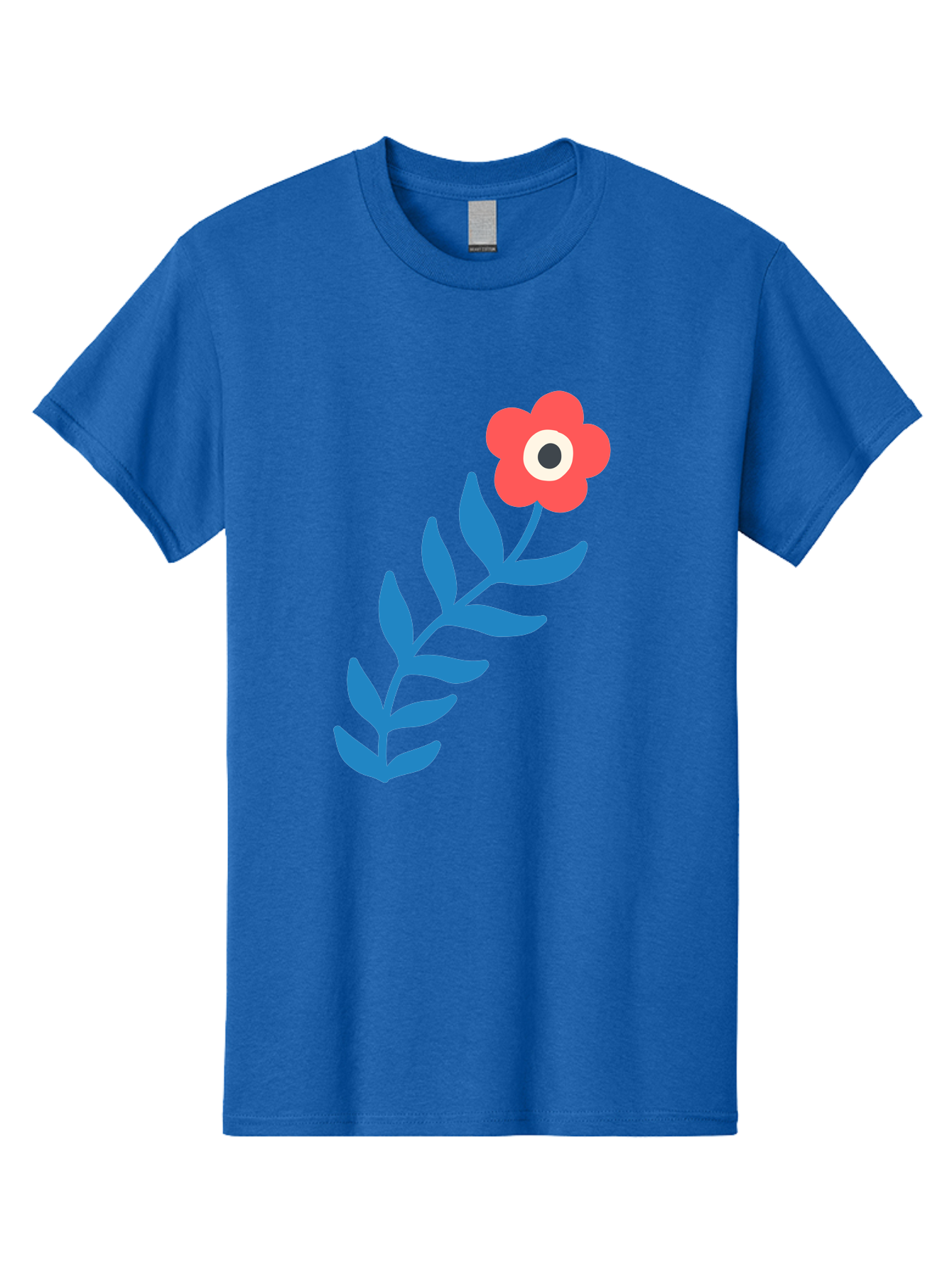 Evil-Eye-Flower Men'S Graphic Tee, 100% Cotton, Comfortable Casual Summer Wear, Machine Washable, Red Flower With White And Black Center, Blue Leaves, Abstract Floral Design, Modern Art, Stylized Bloom, Simple Shapes, Minimalist Illustration Aab697 11