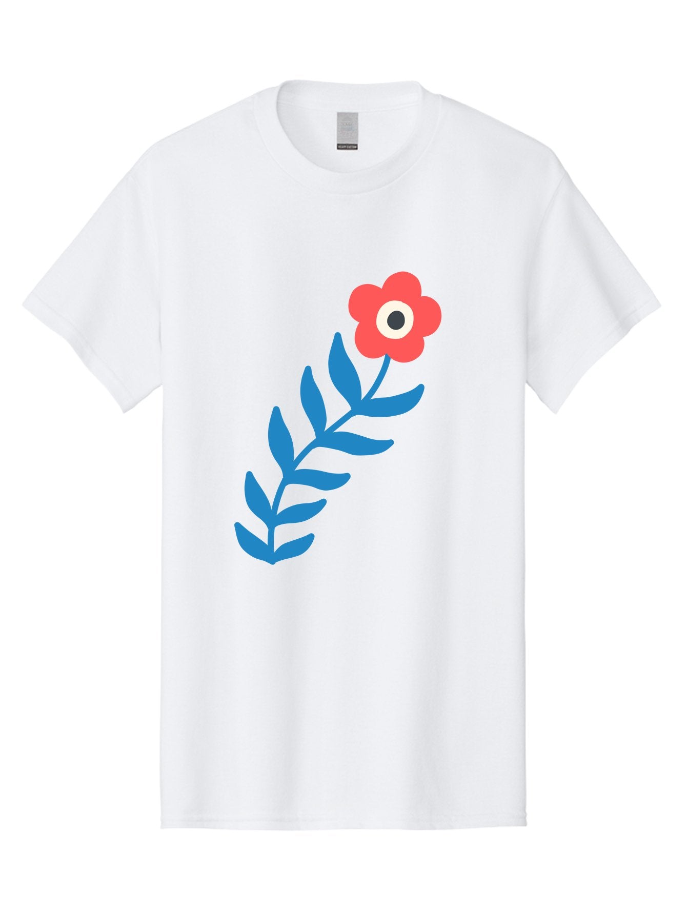 Evil-Eye-Flower Men'S Graphic Tee, 100% Cotton, Comfortable Casual Summer Wear, Machine Washable, Red Flower With White And Black Center, Blue Leaves, Abstract Floral Design, Modern Art, Stylized Bloom, Simple Shapes, Minimalist Illustration Aab697 15