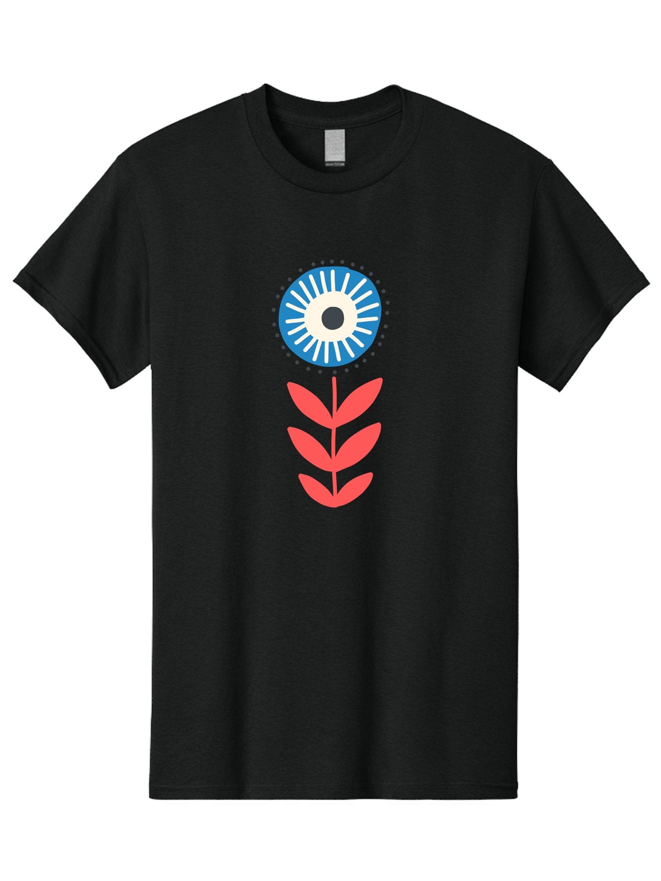 Eye-Flower-1 Men'S Graphic Tee, 100% Cotton, Comfortable Casual Summer Wear, Machine Washable, Evil Eye Symbol, Blue And White Eye, Protection Charm, Floral Design, Red Leaves, Abstract Art, Mystical Motif, Symbolic Artwork Aab698 13