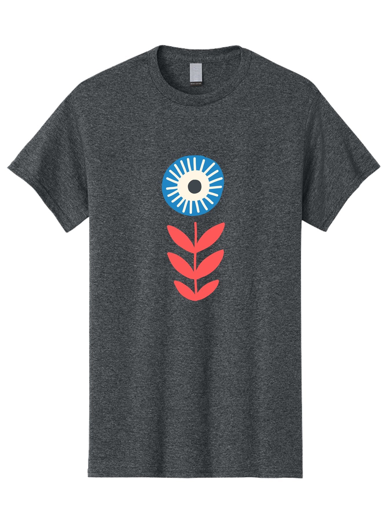 Eye-Flower-1 Men'S Graphic Tee, 100% Cotton, Comfortable Casual Summer Wear, Machine Washable, Evil Eye Symbol, Blue And White Eye, Protection Charm, Floral Design, Red Leaves, Abstract Art, Mystical Motif, Symbolic Artwork Aab698 11