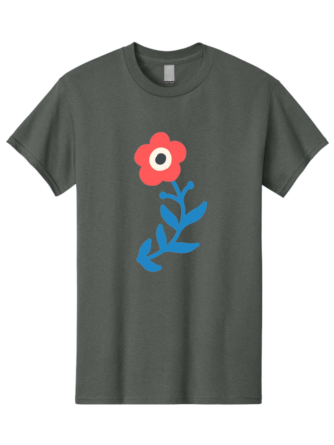 Eye-Flower Men'S Graphic Tee, 100% Cotton, Comfortable Casual Summer Wear, Machine Washable, Cartoon Flower, Floral Design, Red Bloom, Blue Leaves, Eye In Flower, Quirky Art, Illustration, Pop Art, Modern Art, Abstract Art, Red Petals, Aab699 15