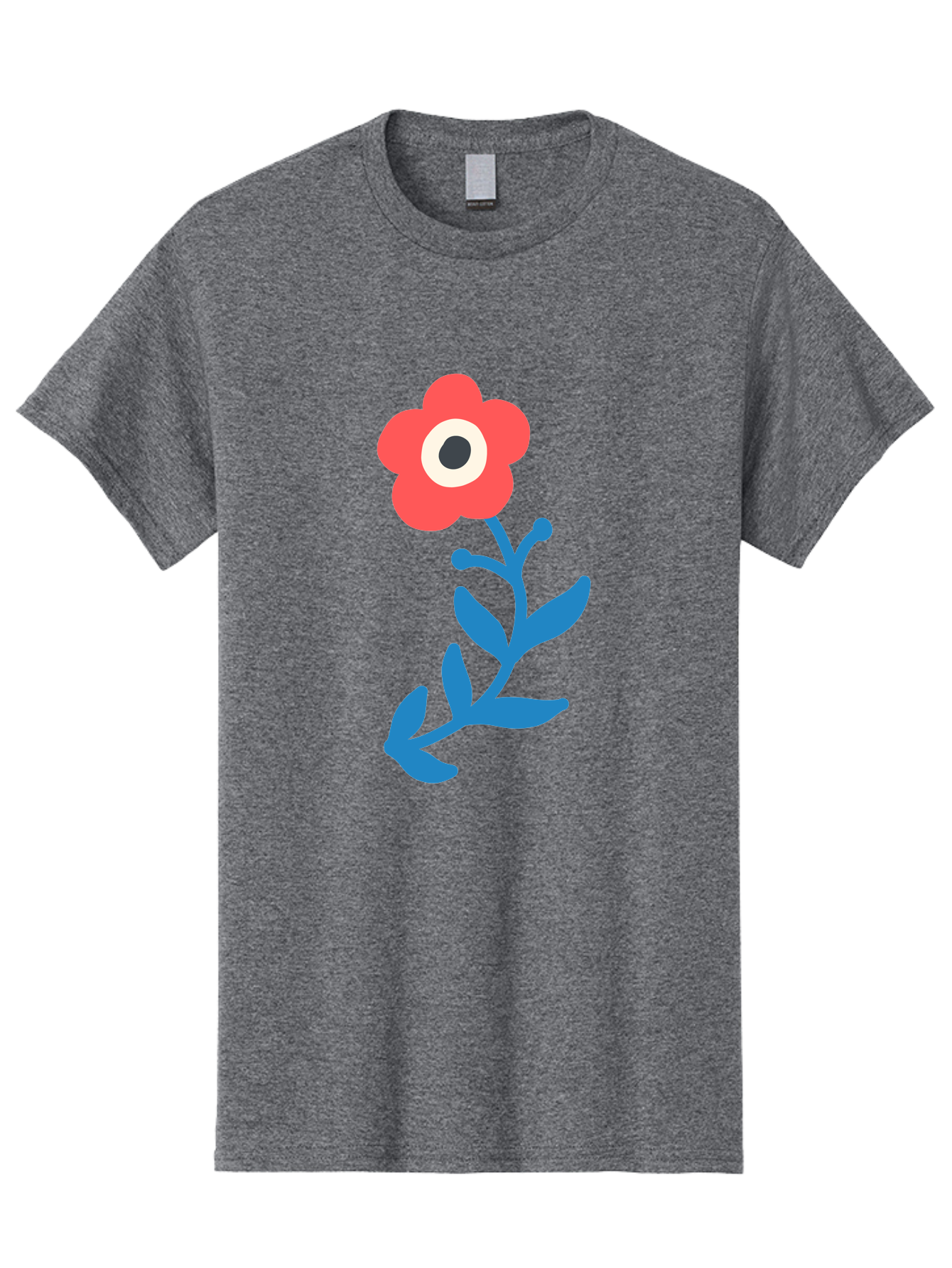 Eye-Flower Men'S Graphic Tee, 100% Cotton, Comfortable Casual Summer Wear, Machine Washable, Cartoon Flower, Floral Design, Red Bloom, Blue Leaves, Eye In Flower, Quirky Art, Illustration, Pop Art, Modern Art, Abstract Art, Red Petals, Aab699 23