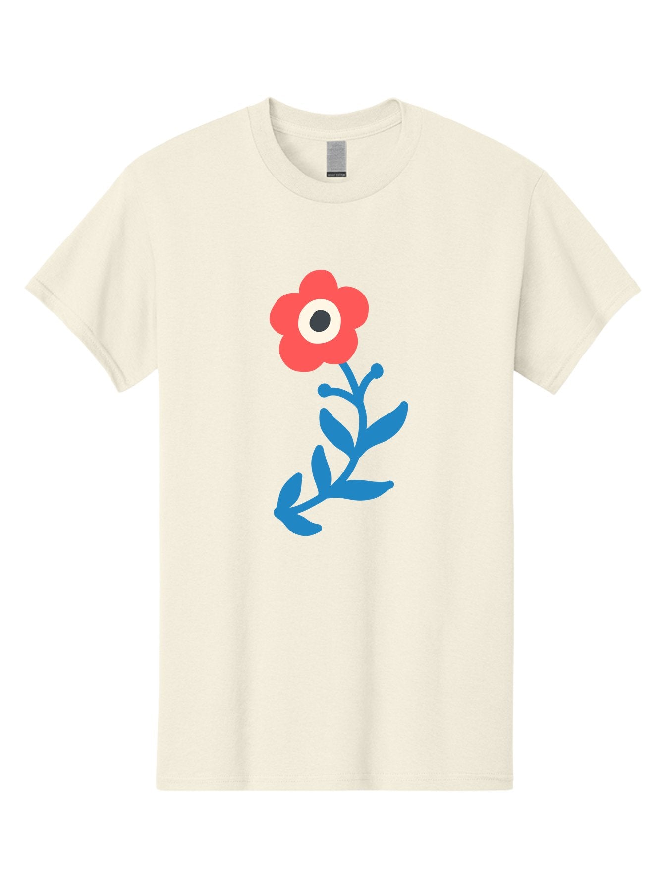 Eye-Flower Men'S Graphic Tee, 100% Cotton, Comfortable Casual Summer Wear, Machine Washable, Cartoon Flower, Floral Design, Red Bloom, Blue Leaves, Eye In Flower, Quirky Art, Illustration, Pop Art, Modern Art, Abstract Art, Red Petals, Aab699 14