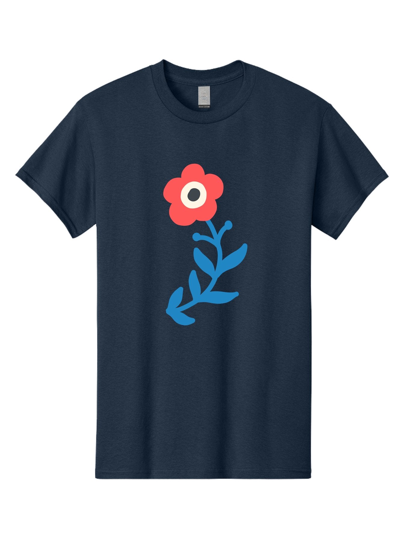 Eye-Flower Men'S Graphic Tee, 100% Cotton, Comfortable Casual Summer Wear, Machine Washable, Cartoon Flower, Floral Design, Red Bloom, Blue Leaves, Eye In Flower, Quirky Art, Illustration, Pop Art, Modern Art, Abstract Art, Red Petals, Aab699 12