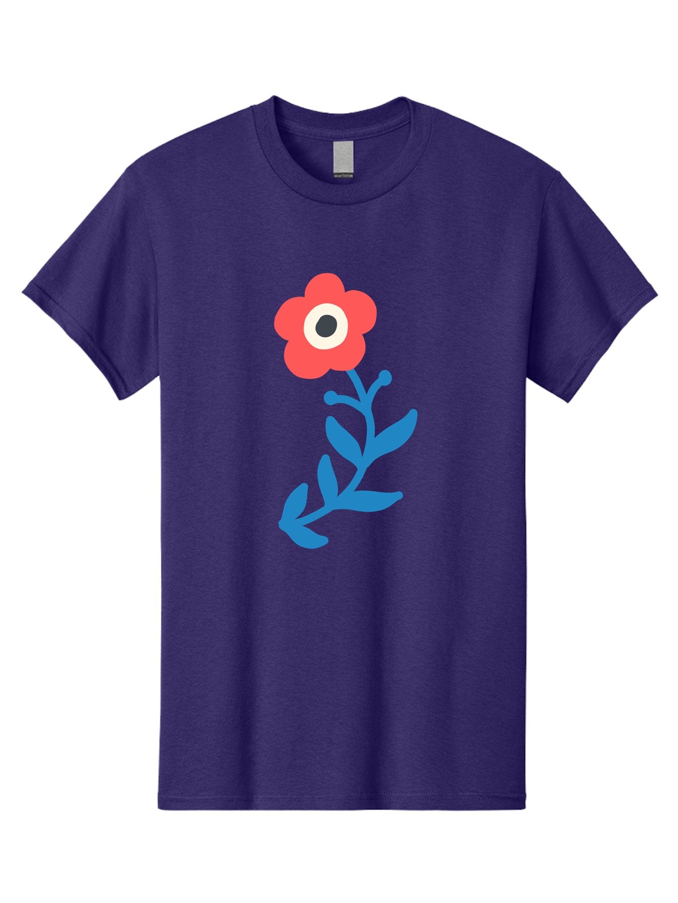 Eye-Flower Men'S Graphic Tee, 100% Cotton, Comfortable Casual Summer Wear, Machine Washable, Cartoon Flower, Floral Design, Red Bloom, Blue Leaves, Eye In Flower, Quirky Art, Illustration, Pop Art, Modern Art, Abstract Art, Red Petals, Aab699 9