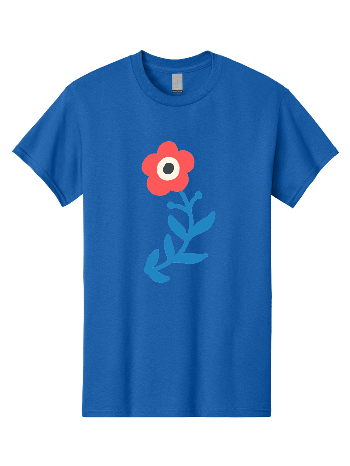 Eye-Flower Men'S Graphic Tee, 100% Cotton, Comfortable Casual Summer Wear, Machine Washable, Cartoon Flower, Floral Design, Red Bloom, Blue Leaves, Eye In Flower, Quirky Art, Illustration, Pop Art, Modern Art, Abstract Art, Red Petals, Aab699 29