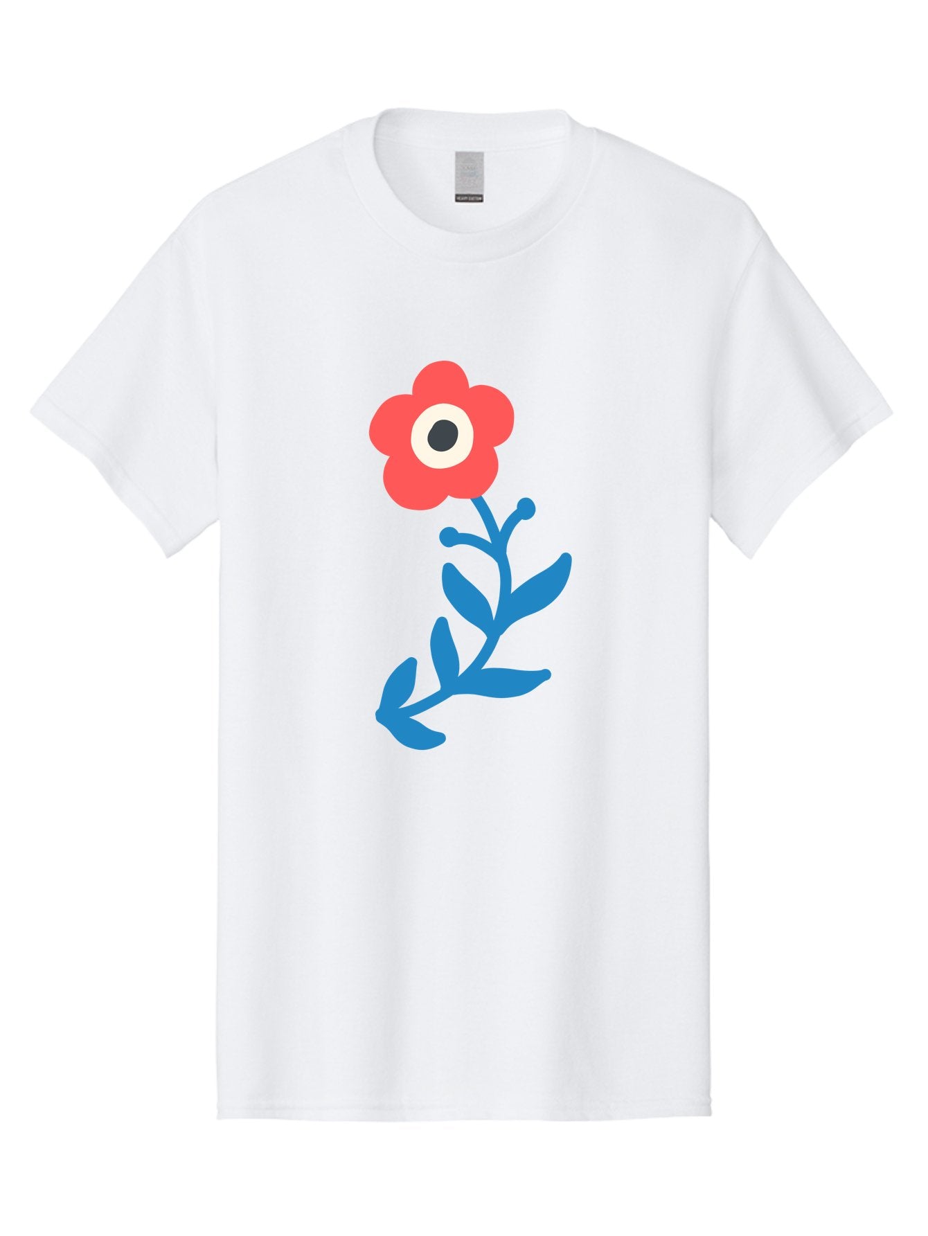 Eye-Flower Men'S Graphic Tee, 100% Cotton, Comfortable Casual Summer Wear, Machine Washable, Cartoon Flower, Floral Design, Red Bloom, Blue Leaves, Eye In Flower, Quirky Art, Illustration, Pop Art, Modern Art, Abstract Art, Red Petals, Aab699 7