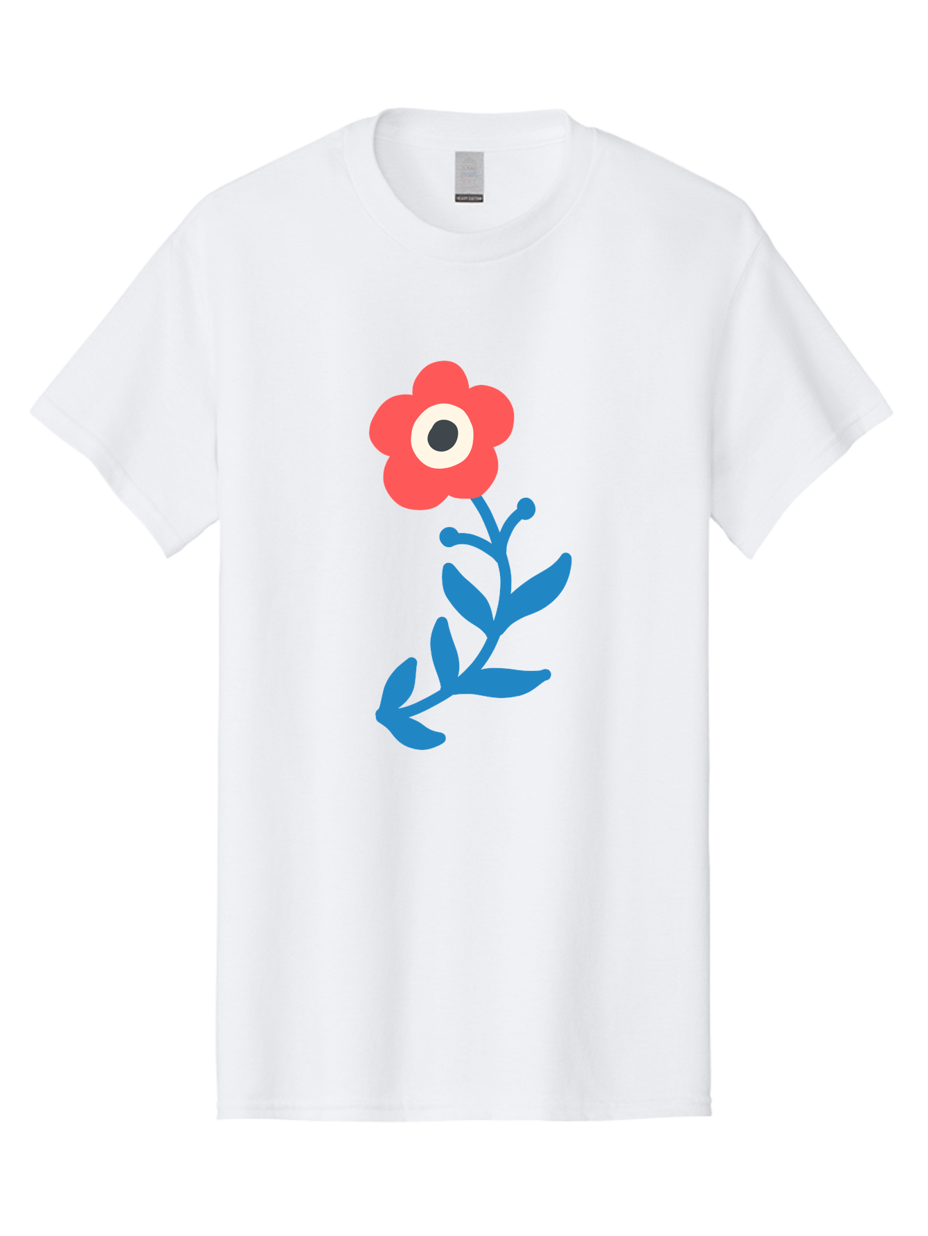Eye-Flower Men'S Graphic Tee, 100% Cotton, Comfortable Casual Summer Wear, Machine Washable, Cartoon Flower, Floral Design, Red Bloom, Blue Leaves, Eye In Flower, Quirky Art, Illustration, Pop Art, Modern Art, Abstract Art, Red Petals, Aab699 25