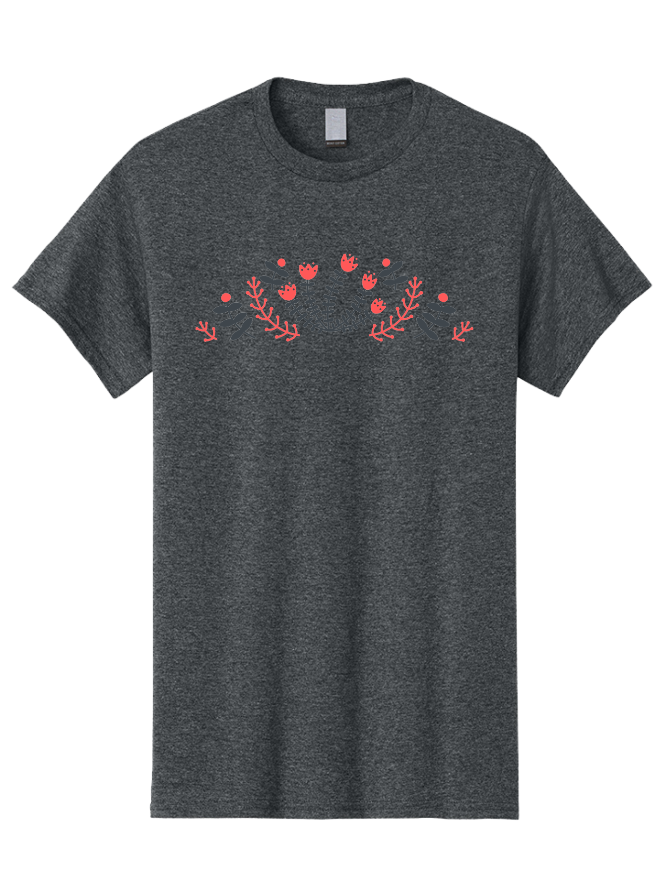 Floral-Design Men'S Graphic Tee, 100% Cotton, Comfortable Casual Summer Wear, Machine Washable, Floral Pattern, Elegant Design, Delicate Flowers, Pink Blooms, Dark Blue Leaves, Whimsical Arrangement, Beautiful Artwork, Floral Wreath, Aab700 27