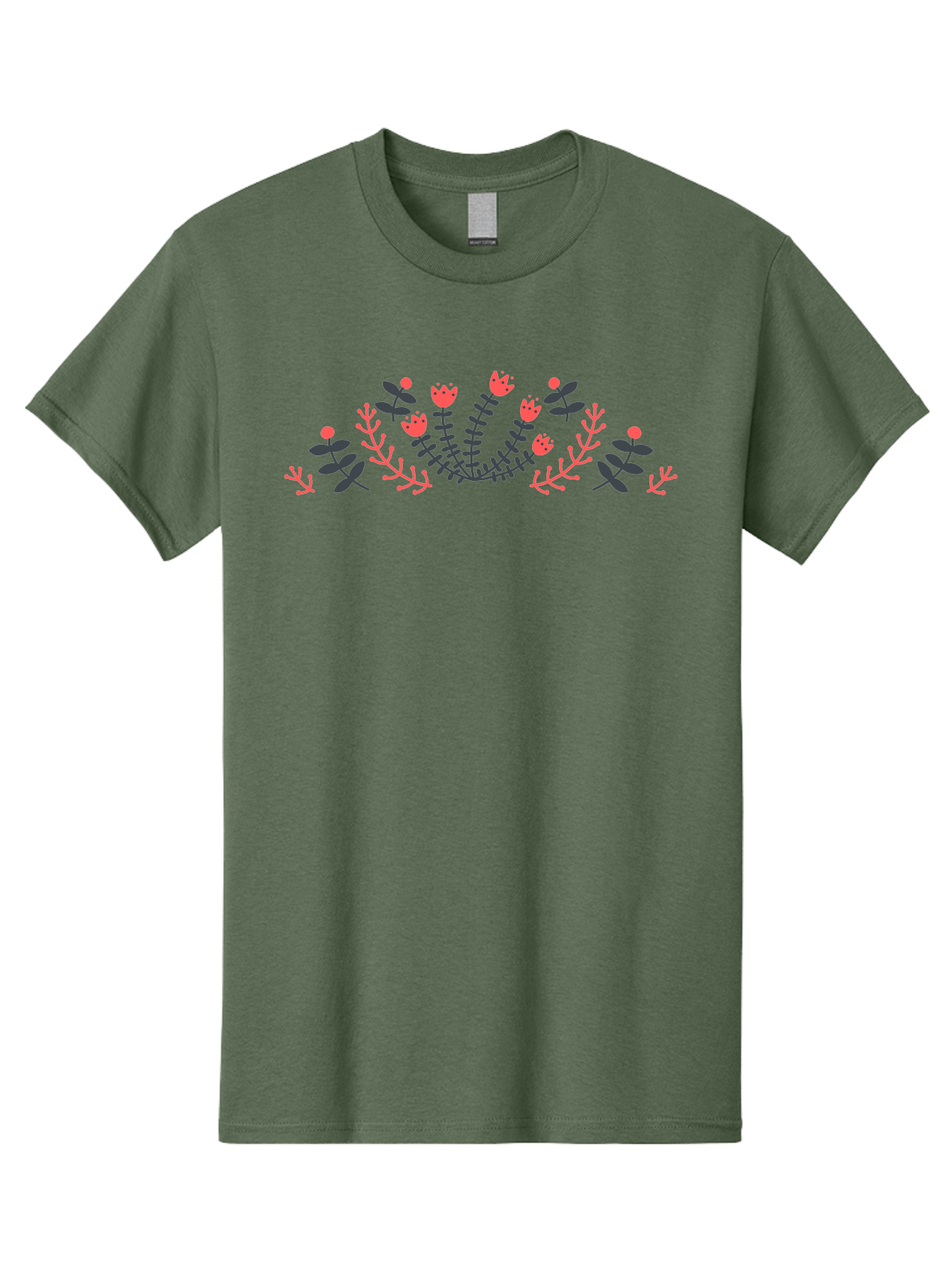 Floral-Design Men'S Graphic Tee, 100% Cotton, Comfortable Casual Summer Wear, Machine Washable, Floral Pattern, Elegant Design, Delicate Flowers, Pink Blooms, Dark Blue Leaves, Whimsical Arrangement, Beautiful Artwork, Floral Wreath, Aab700 3