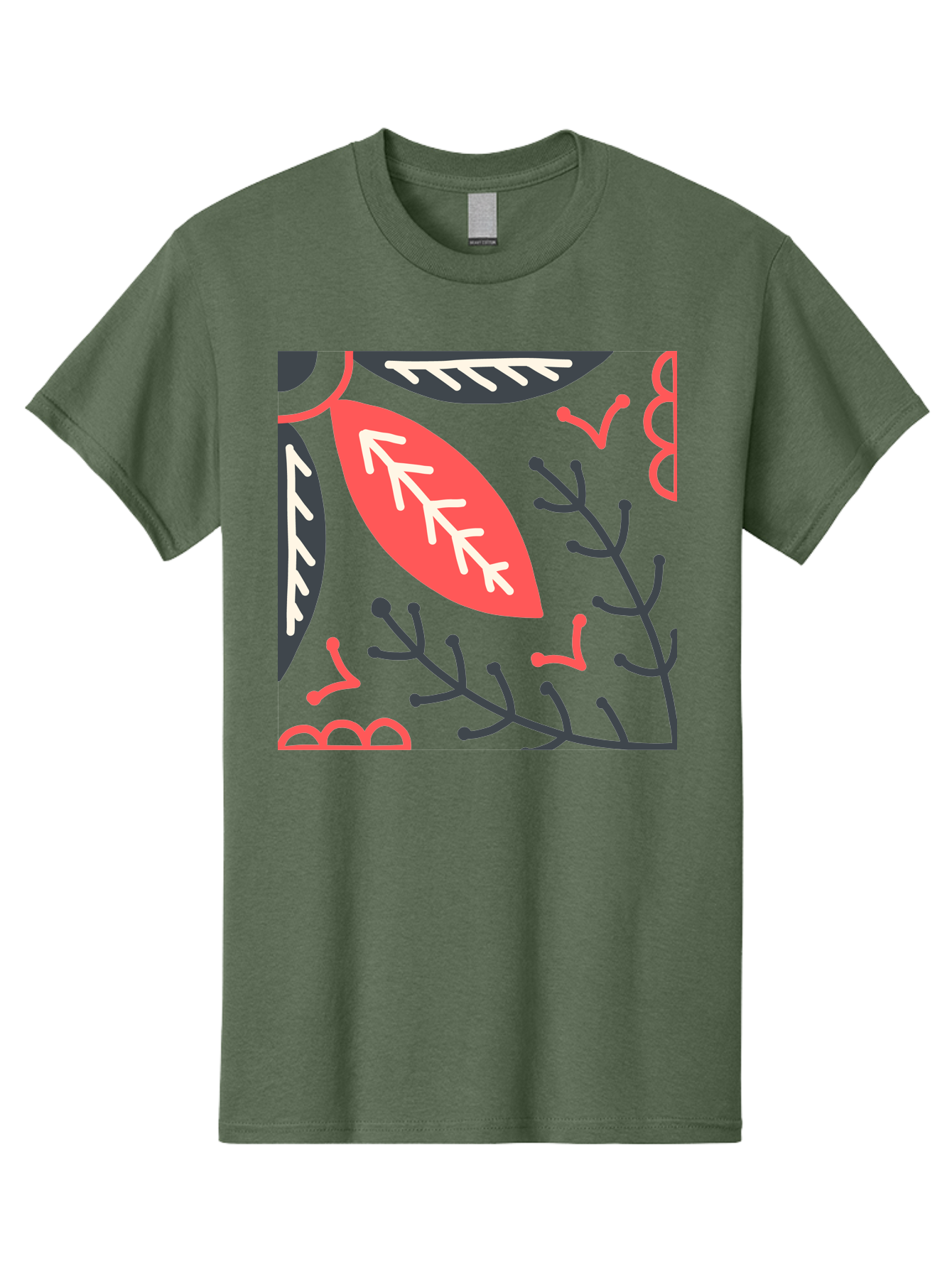 Floral-Pattern-12 Men'S Graphic Tee, 100% Cotton, Comfortable Casual Summer Wear, Machine Washable, Leaf Pattern, Floral Design, Abstract Leaves, Red And White Accents, Black Outlines, Whimsical Illustration, Botanical Art, Aab705 19