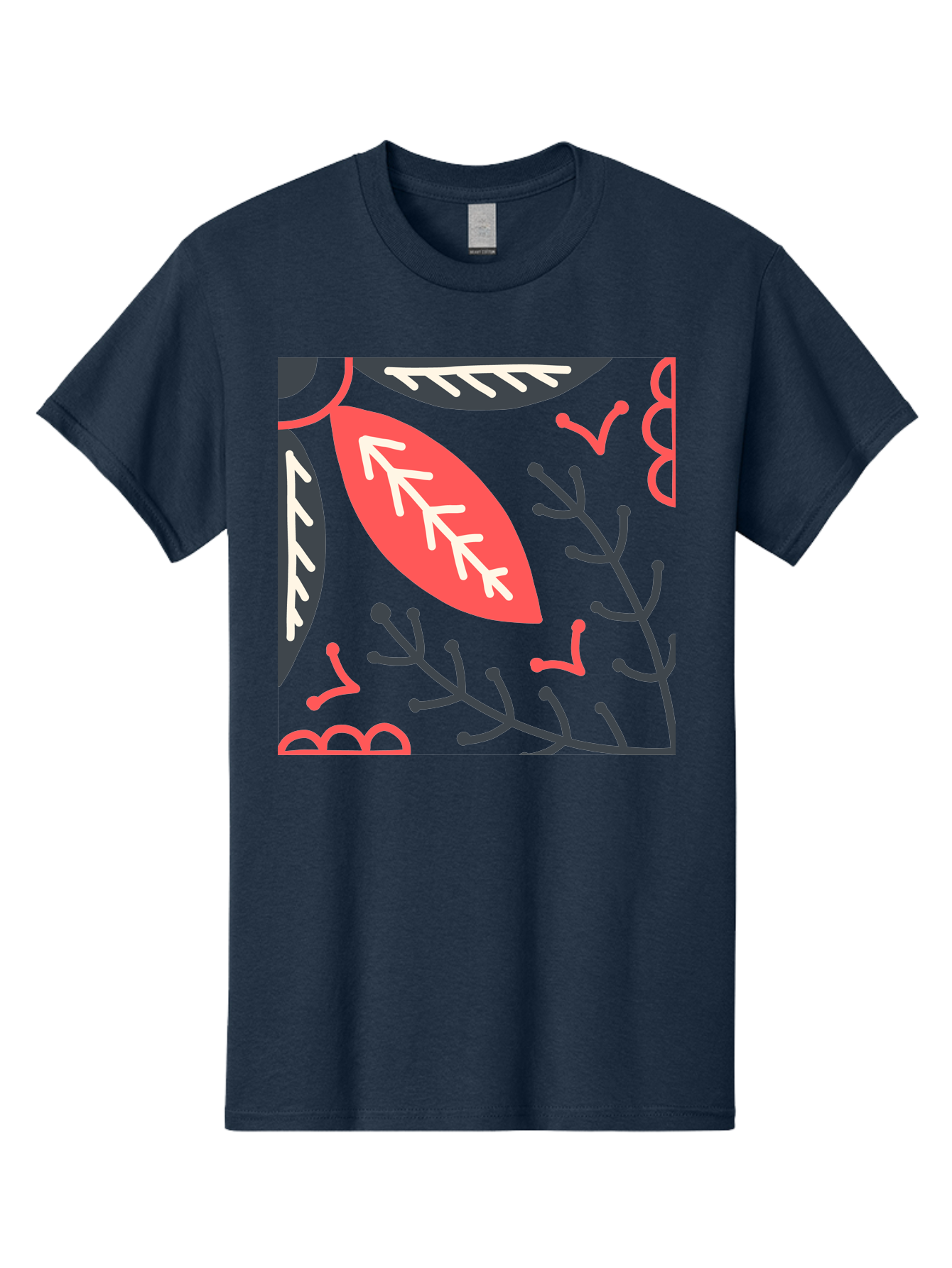 Floral-Pattern-12 Men'S Graphic Tee, 100% Cotton, Comfortable Casual Summer Wear, Machine Washable, Leaf Pattern, Floral Design, Abstract Leaves, Red And White Accents, Black Outlines, Whimsical Illustration, Botanical Art, Aab705 27