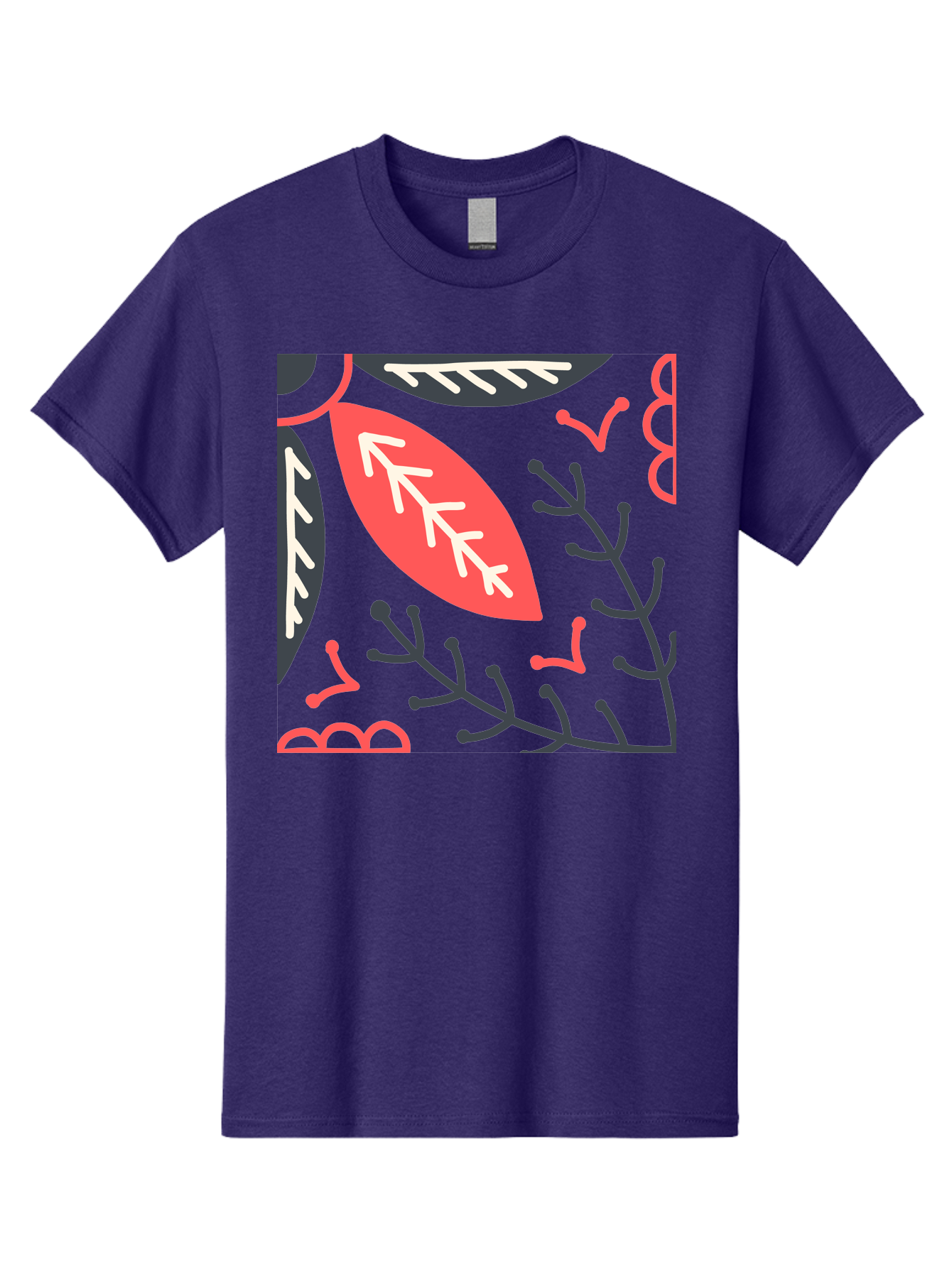 Floral-Pattern-12 Men'S Graphic Tee, 100% Cotton, Comfortable Casual Summer Wear, Machine Washable, Leaf Pattern, Floral Design, Abstract Leaves, Red And White Accents, Black Outlines, Whimsical Illustration, Botanical Art, Aab705 29