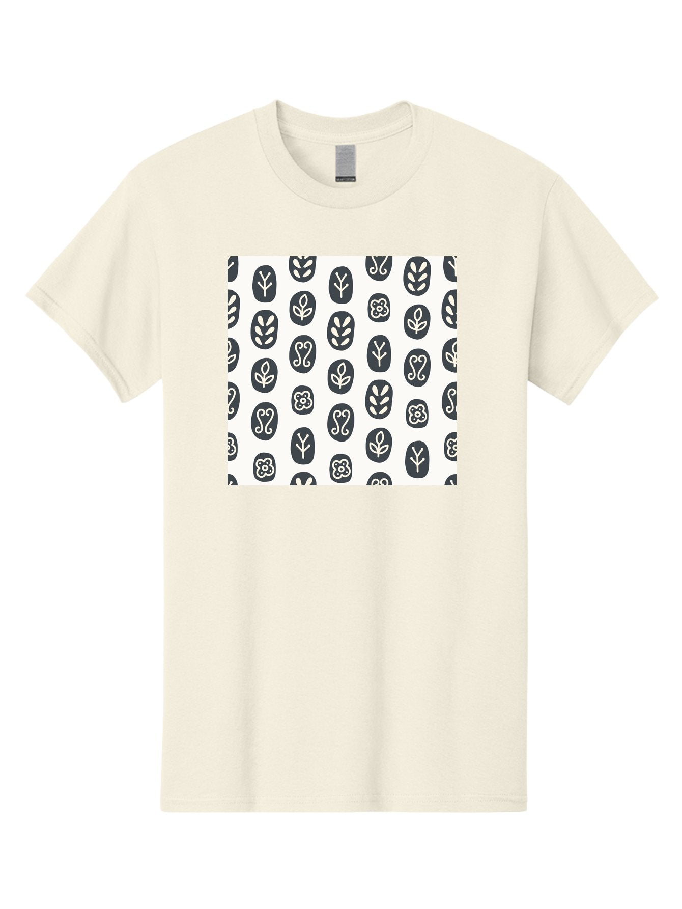 Floral-Pattern-16 Men'S Graphic Tee, 100% Cotton, Comfortable Casual Summer Wear, Machine Washable, Minimalist Botanical Design, Stylized Floral Motifs, Simple Shapes, Repetitive Pattern, Elegant Simplicity, Soothing Aesthetics, Aab709