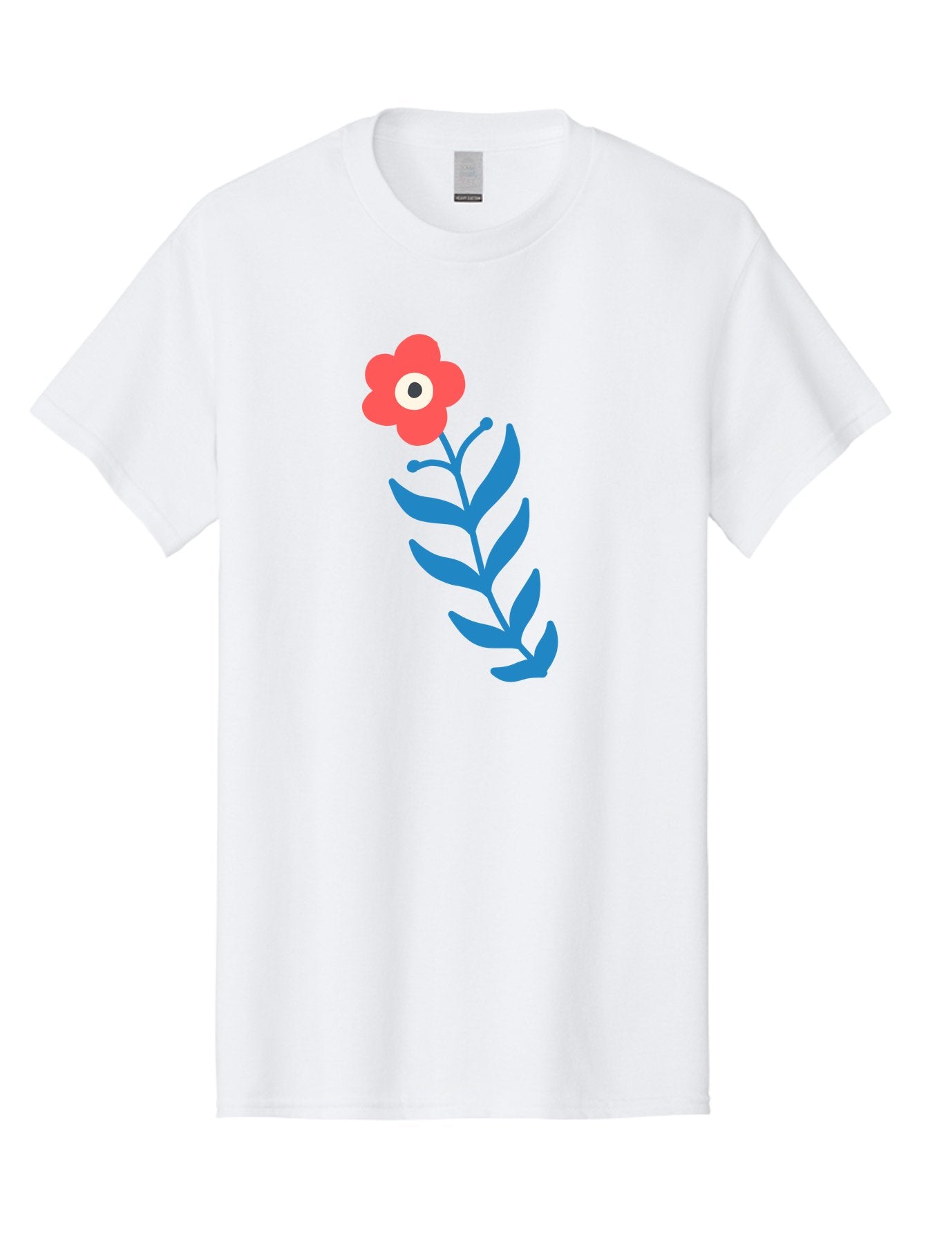 Flower-1 Men'S Graphic Tee, 100% Cotton, Comfortable Casual Summer Wear, Machine Washable, Pink Flower With Eye, Surreal Art, Abstract Design, Vibrant Petals, Blue Leaves, Minimalist Style, Quirky Illustration, Contemporary Artistry Aab721 10