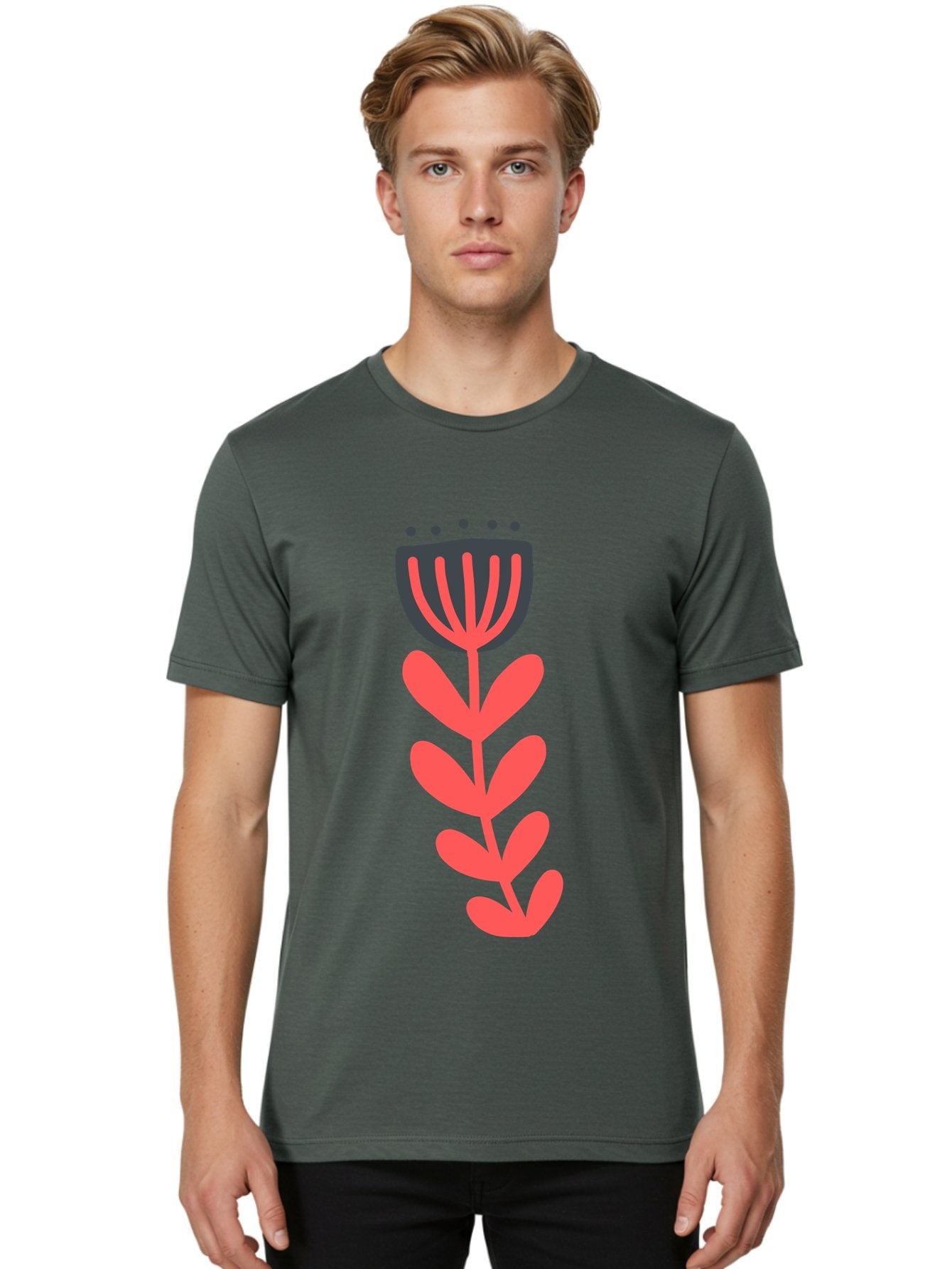 Flower-2 Men'S Graphic Tee, 100% Cotton, Comfortable Casual Summer Wear, Machine Washable, Simple Flower Design, Floral Pattern, Minimalist Art, Red And Black Hues, Bold Graphics, Stylized Bloom, Modern Illustration, Flower Graphic Aab722 17