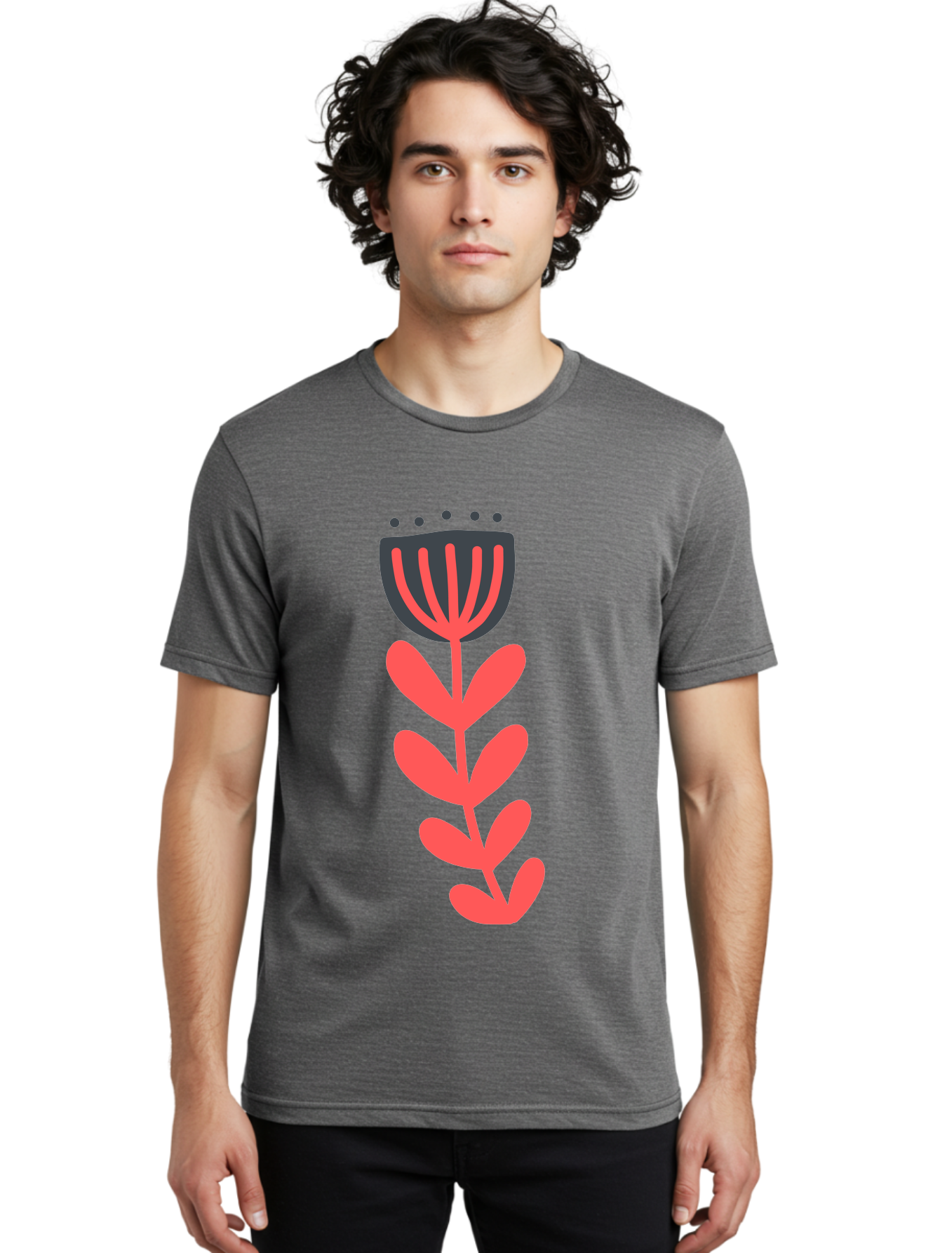 Flower-2 Men'S Graphic Tee, 100% Cotton, Comfortable Casual Summer Wear, Machine Washable, Simple Flower Design, Floral Pattern, Minimalist Art, Red And Black Hues, Bold Graphics, Stylized Bloom, Modern Illustration, Flower Graphic Aab722 26