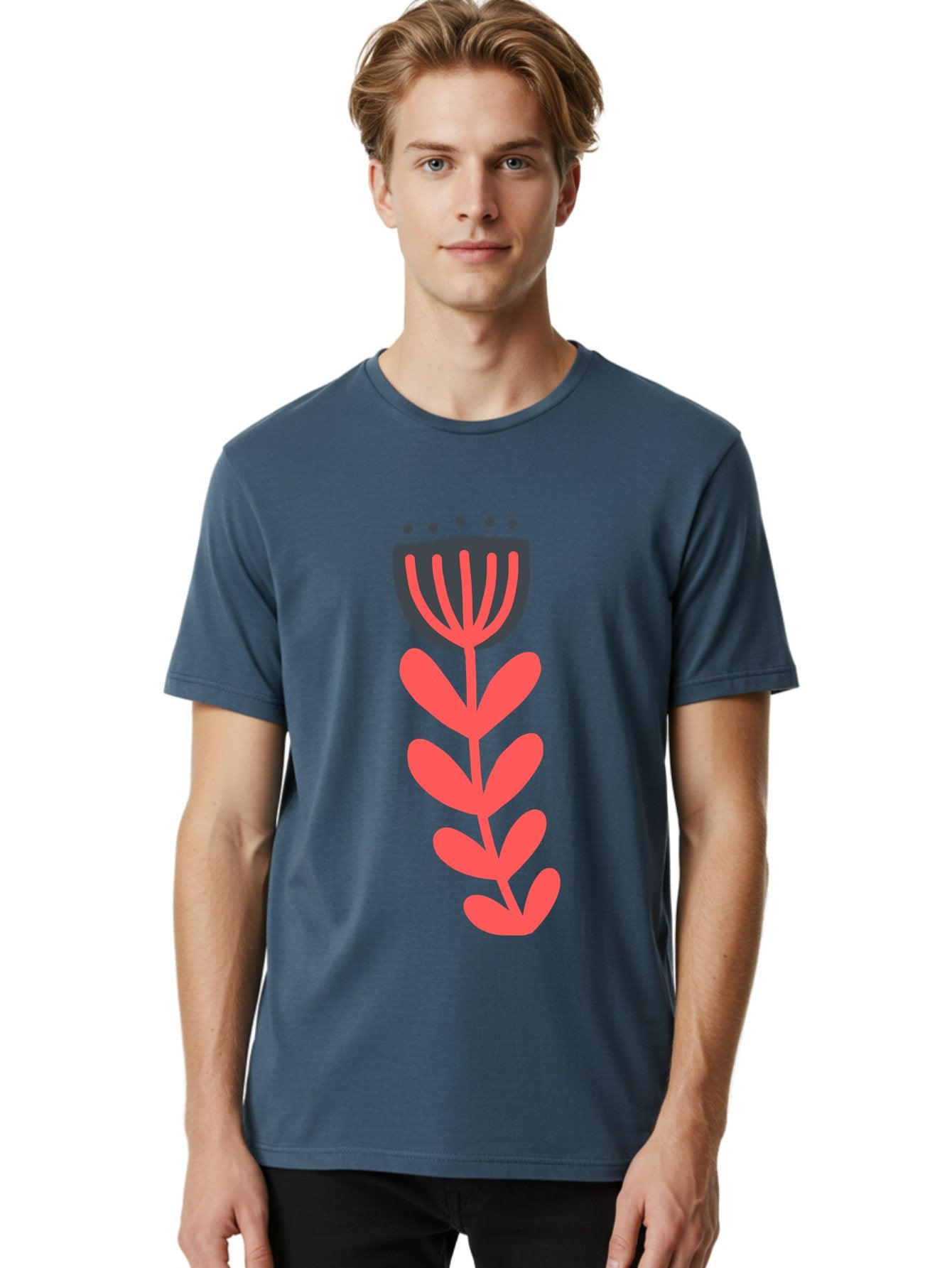 Flower-2 Men'S Graphic Tee, 100% Cotton, Comfortable Casual Summer Wear, Machine Washable, Simple Flower Design, Floral Pattern, Minimalist Art, Red And Black Hues, Bold Graphics, Stylized Bloom, Modern Illustration, Flower Graphic Aab722 24