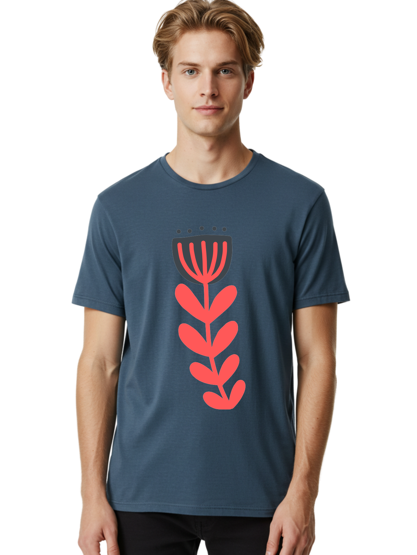 Flower-2 Men'S Graphic Tee, 100% Cotton, Comfortable Casual Summer Wear, Machine Washable, Simple Flower Design, Floral Pattern, Minimalist Art, Red And Black Hues, Bold Graphics, Stylized Bloom, Modern Illustration, Flower Graphic Aab722 14