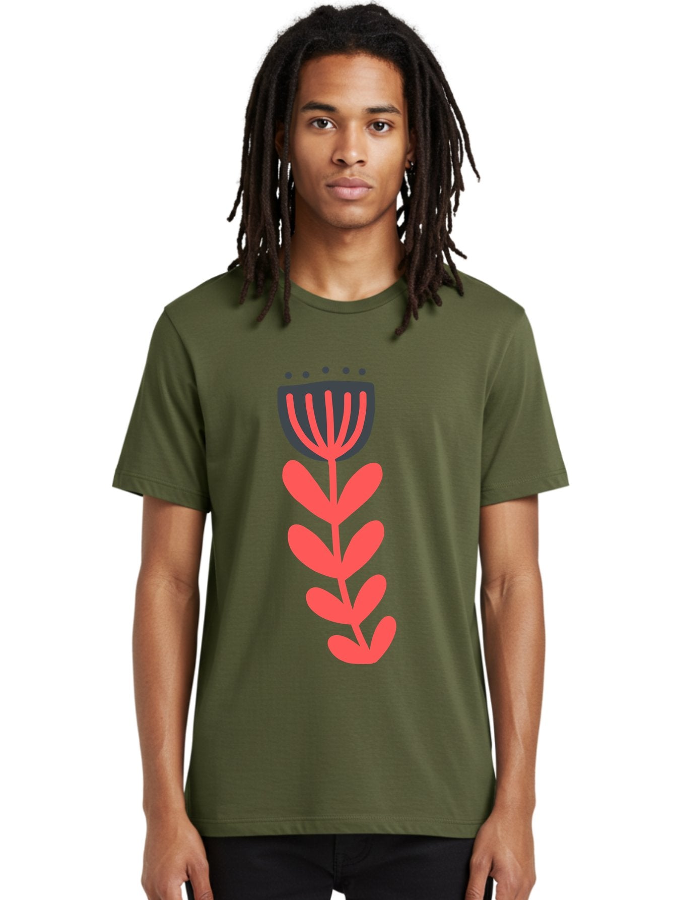 Flower-2 Men'S Graphic Tee, 100% Cotton, Comfortable Casual Summer Wear, Machine Washable, Simple Flower Design, Floral Pattern, Minimalist Art, Red And Black Hues, Bold Graphics, Stylized Bloom, Modern Illustration, Flower Graphic Aab722 23