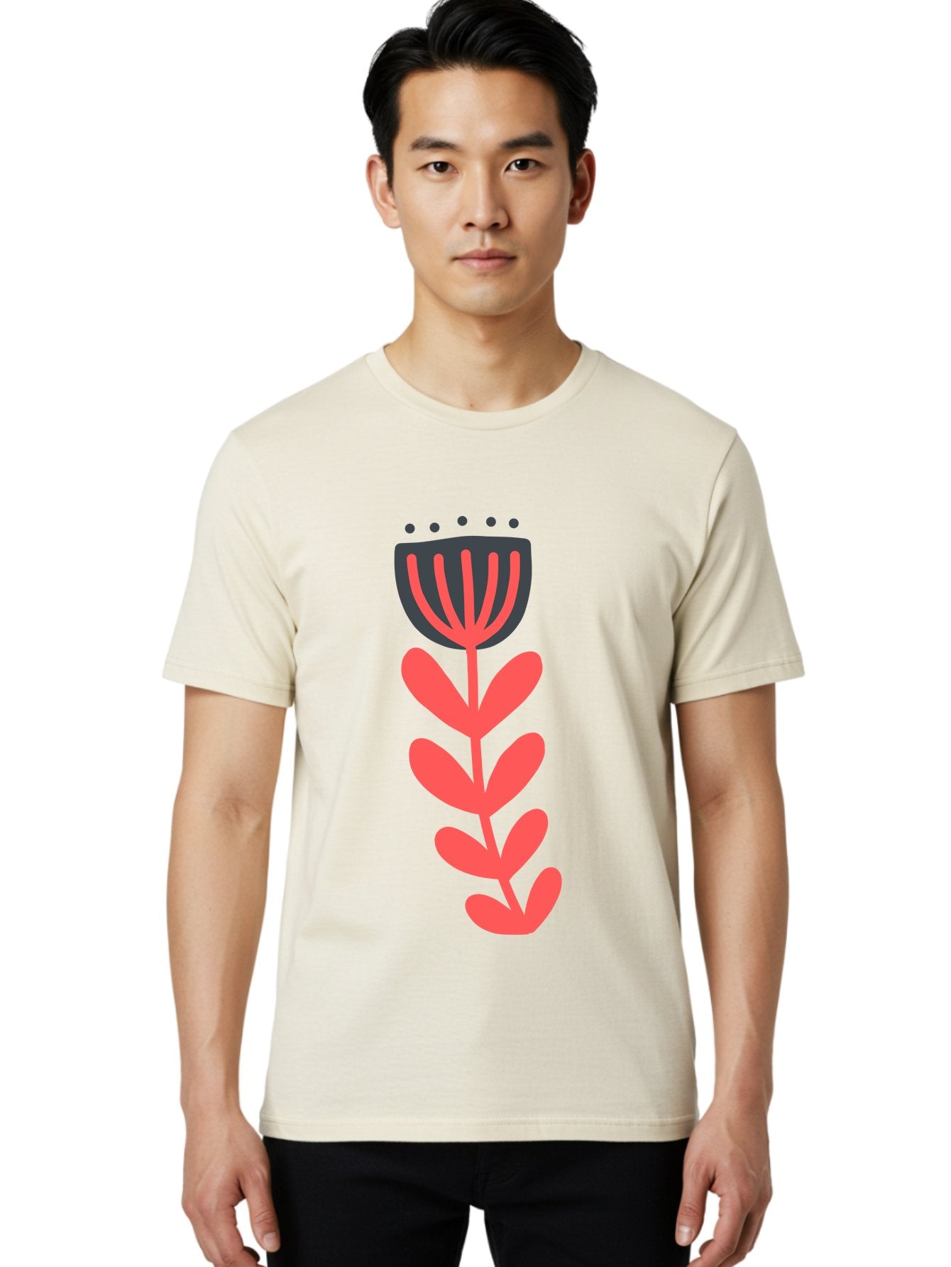 Flower-2 Men'S Graphic Tee, 100% Cotton, Comfortable Casual Summer Wear, Machine Washable, Simple Flower Design, Floral Pattern, Minimalist Art, Red And Black Hues, Bold Graphics, Stylized Bloom, Modern Illustration, Flower Graphic Aab722 18