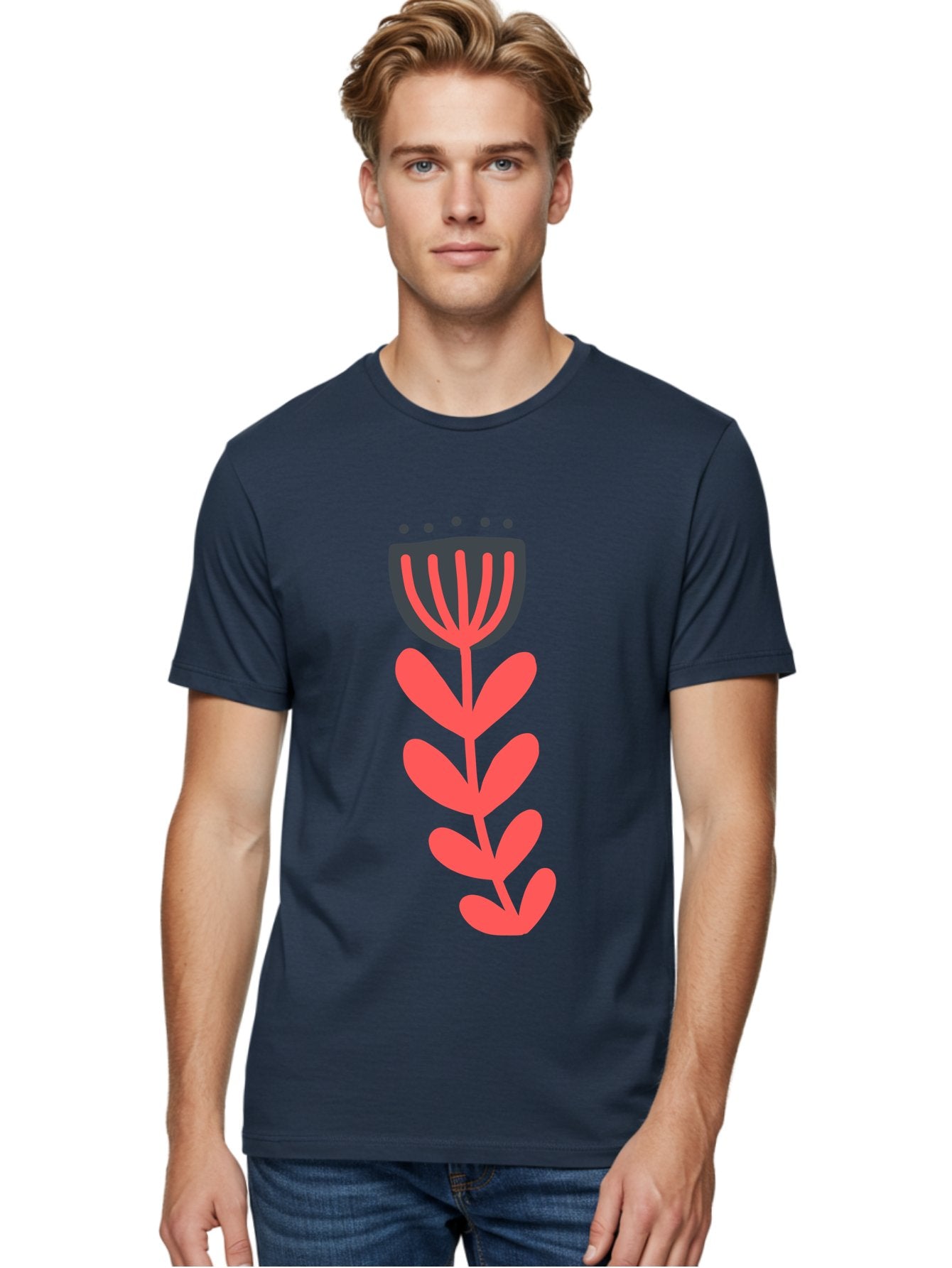 Flower-2 Men'S Graphic Tee, 100% Cotton, Comfortable Casual Summer Wear, Machine Washable, Simple Flower Design, Floral Pattern, Minimalist Art, Red And Black Hues, Bold Graphics, Stylized Bloom, Modern Illustration, Flower Graphic Aab722 29