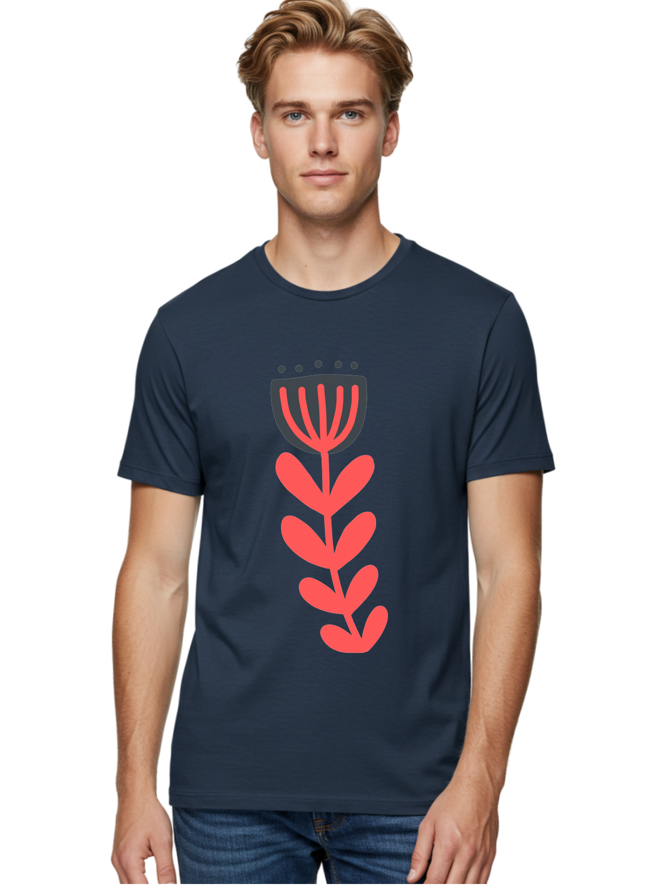 Flower-2 Men'S Graphic Tee, 100% Cotton, Comfortable Casual Summer Wear, Machine Washable, Simple Flower Design, Floral Pattern, Minimalist Art, Red And Black Hues, Bold Graphics, Stylized Bloom, Modern Illustration, Flower Graphic Aab722 4
