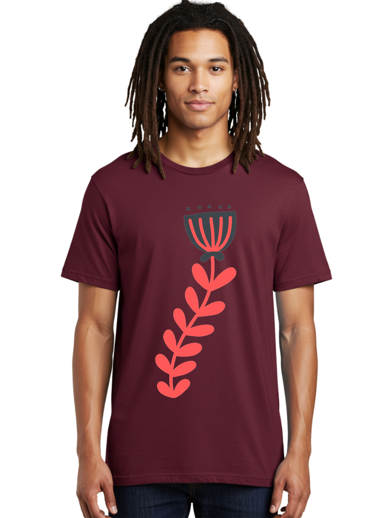 Flower-3 Men'S Graphic Tee, 100% Cotton, Comfortable Casual Summer Wear, Machine Washable, Simple Flower Illustration, Pink And Black Flower, Minimalist Design, Bold Lines, Graphic Art, Floral Motif, Modern Style Aab723 28