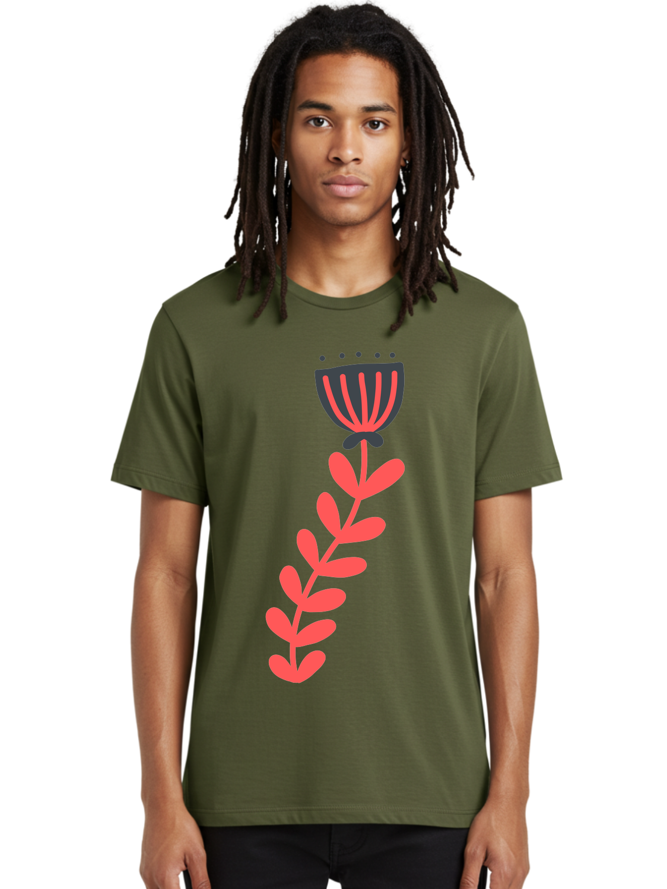 Flower-3 Men'S Graphic Tee, 100% Cotton, Comfortable Casual Summer Wear, Machine Washable, Simple Flower Illustration, Pink And Black Flower, Minimalist Design, Bold Lines, Graphic Art, Floral Motif, Modern Style Aab723 10